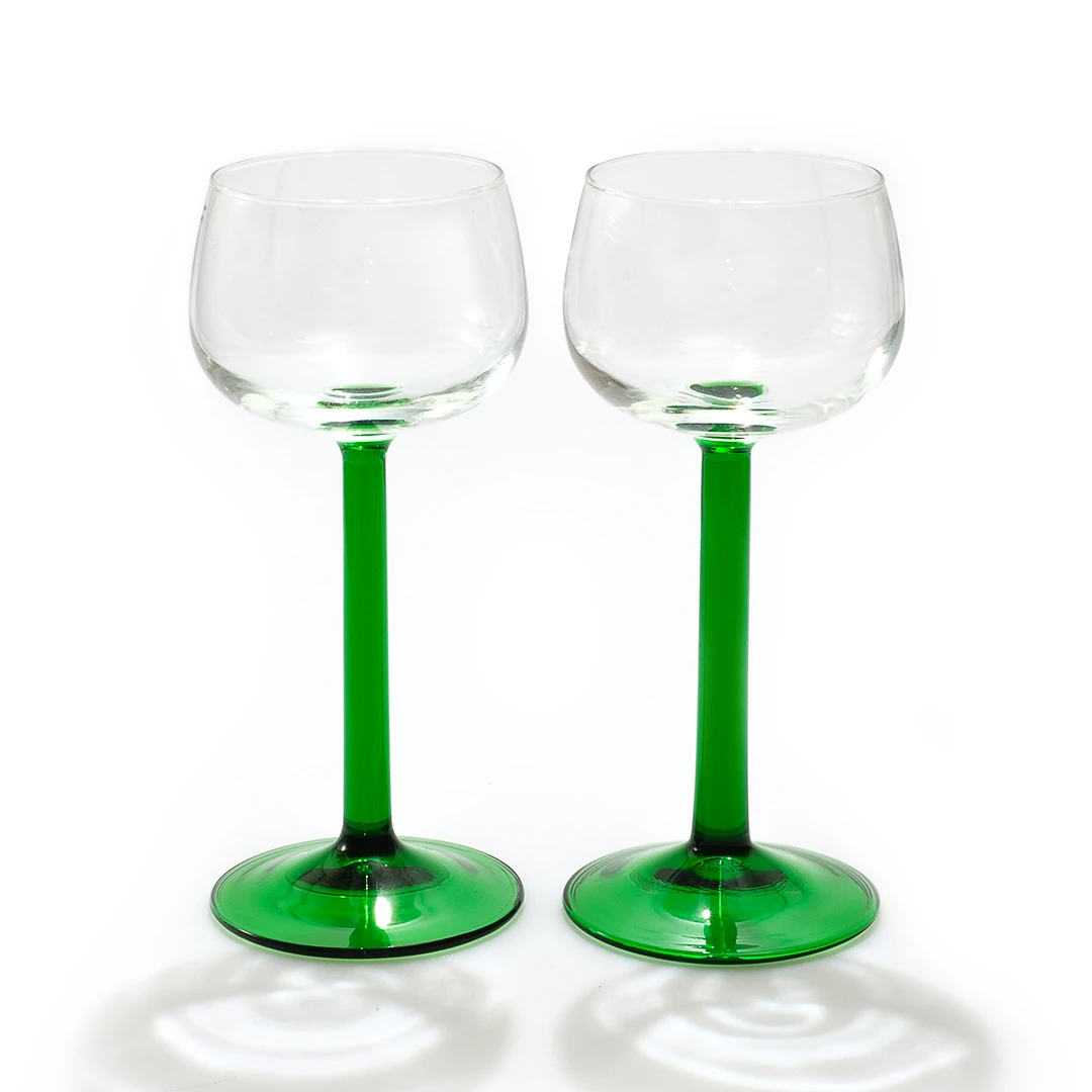 1970’ler Fransa’dan Yeşil Cam 6'lı Kadeh Takımı