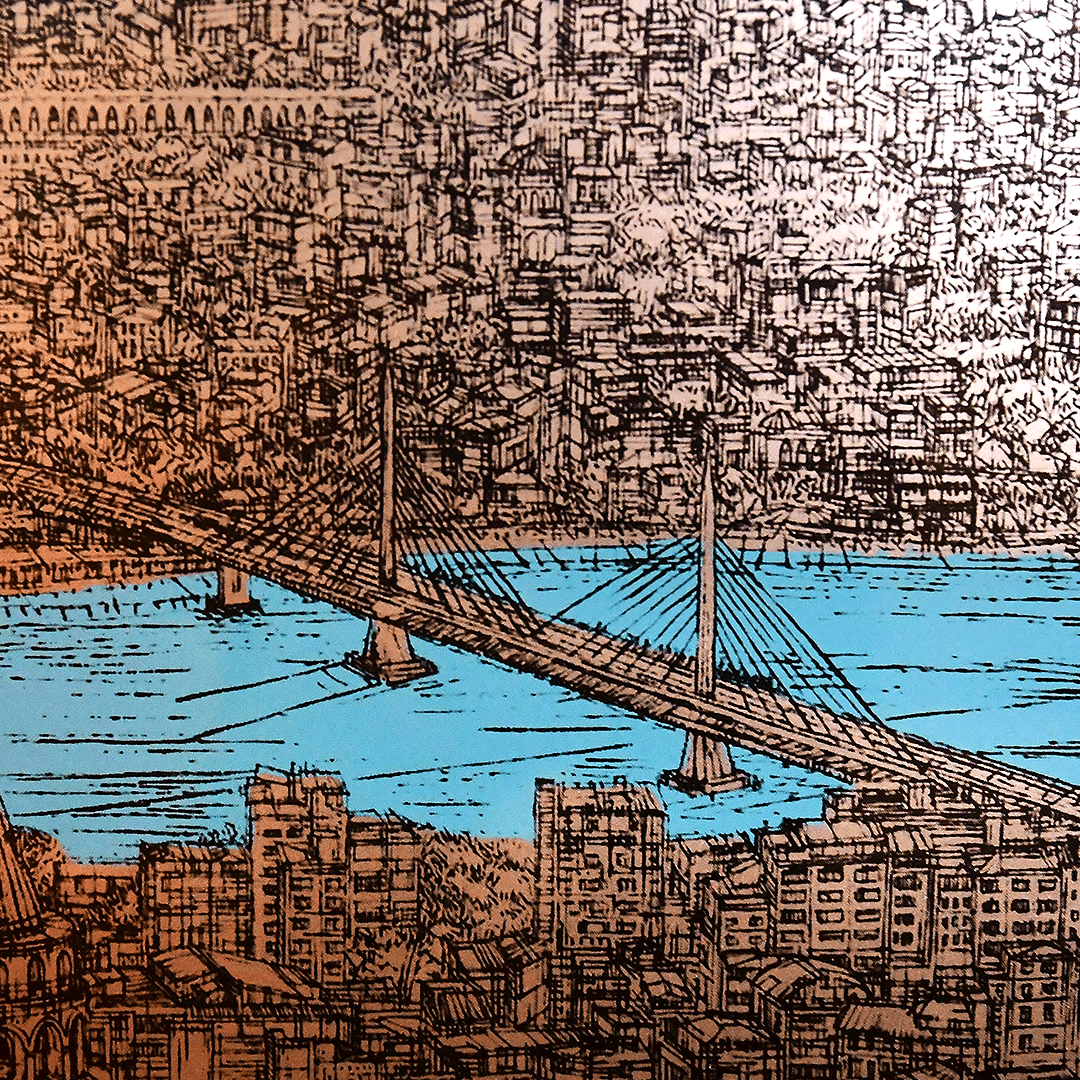 Devrim Erbil - 16/25 İstanbul; Galata ve Haliç (c) 2023 70x100 cm Orijinal Islak İmzalı Serigrafi Baskı