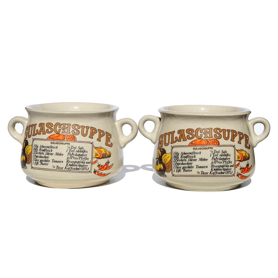 Vintage Almanya'dan Gulaschsuppe Seramik Çorba Kâseleri. 