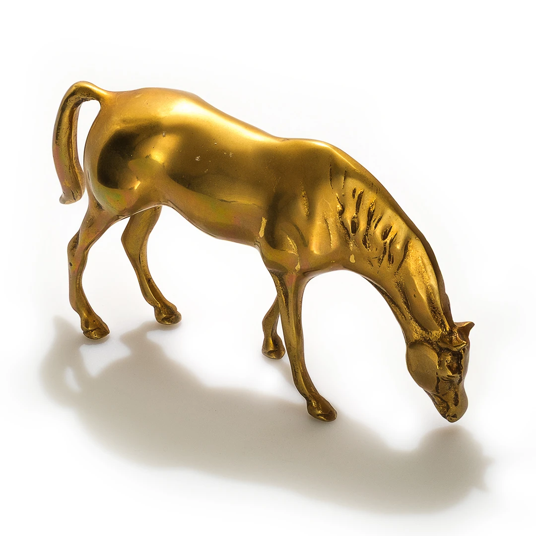 1970’ler Vintage Büyük Boy Pirinç At Heykelciği