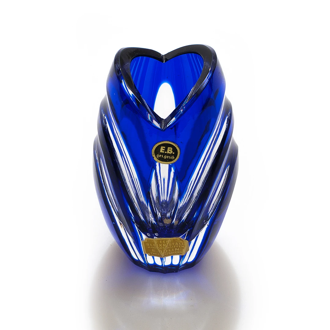 1950’ler Vintage Kesme Kurşun Kristal Vazo – Almanya, Zwiesel / Bayern – Erich Bulin Tasarımı