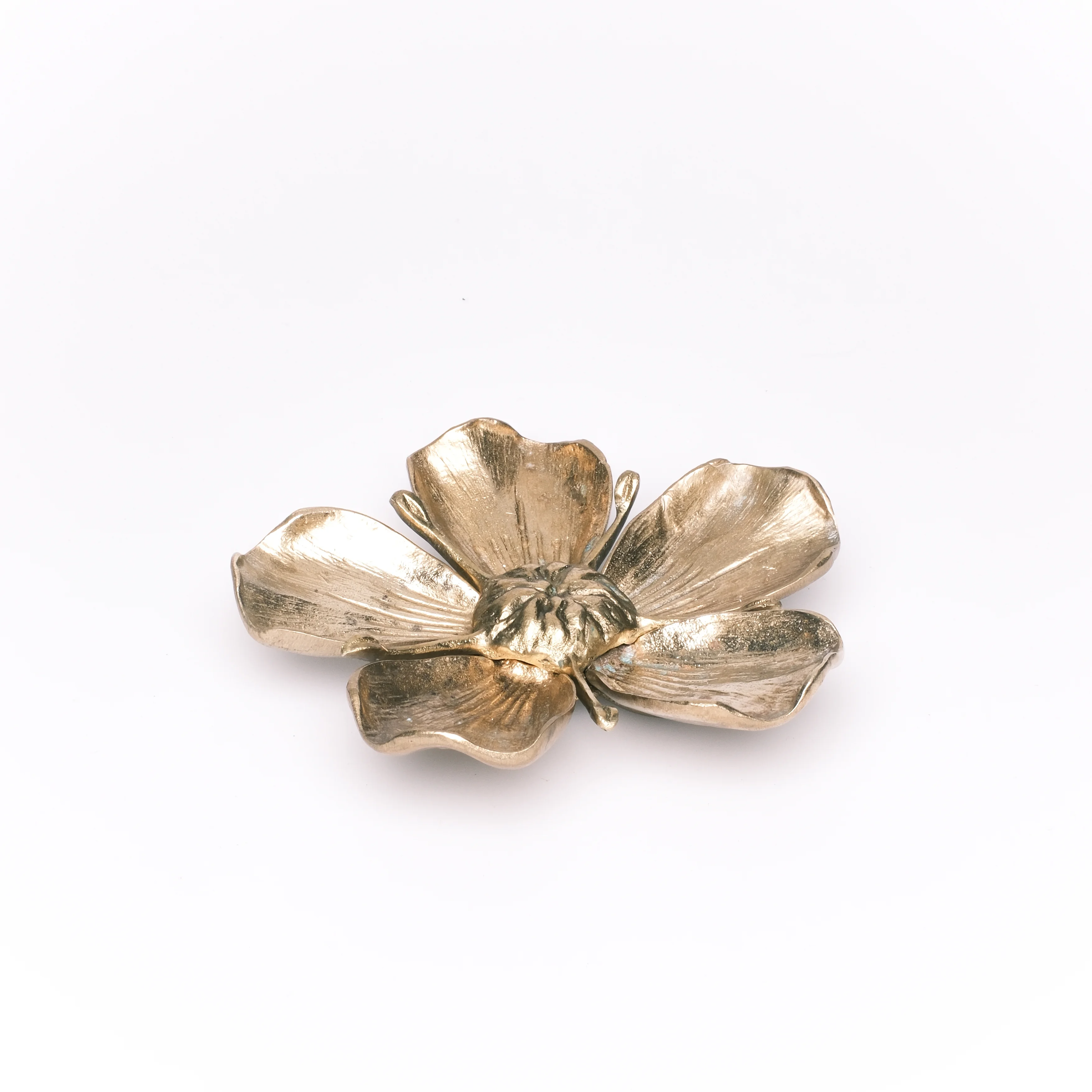 Vintage Pirinç Gucci Tarzı Lotus Yapraklı 5'li Küllük Takımı