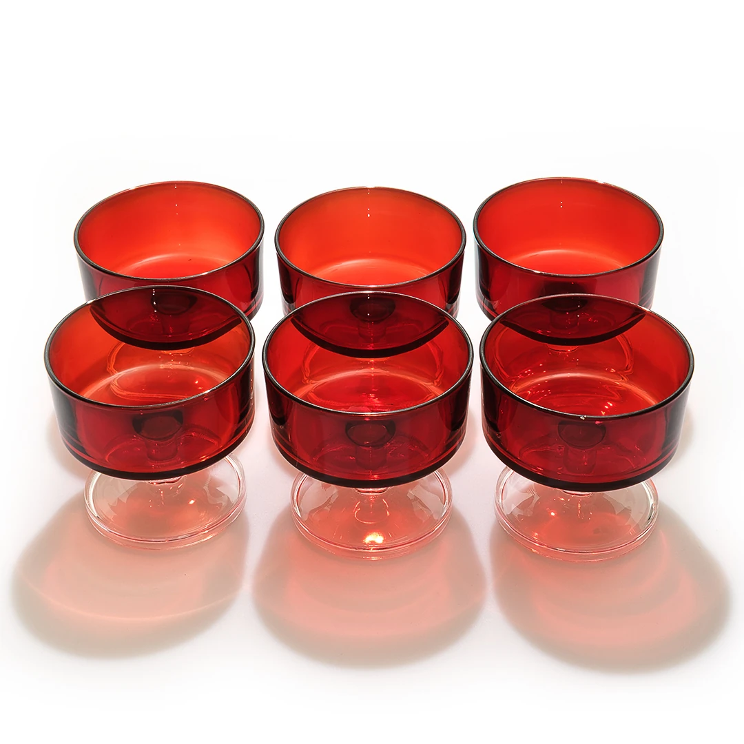 1960’lar Fransa’dan Nadir Luminarc Bohemia 6’lı Kristal Tatlı Kasesi Takımı