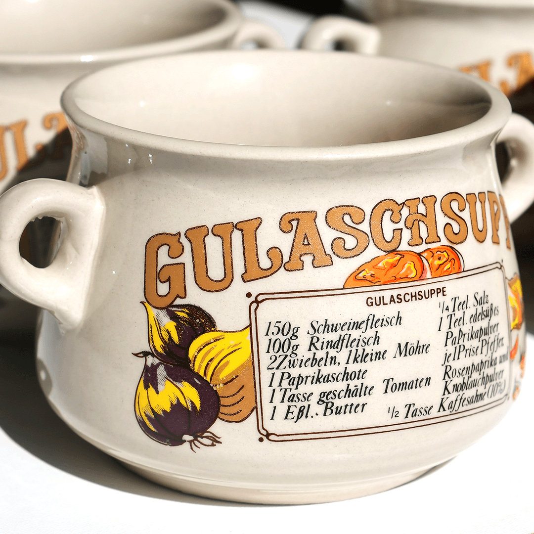 Vintage Almanya'dan Gulaschsuppe Seramik Çorba Kâseleri. 