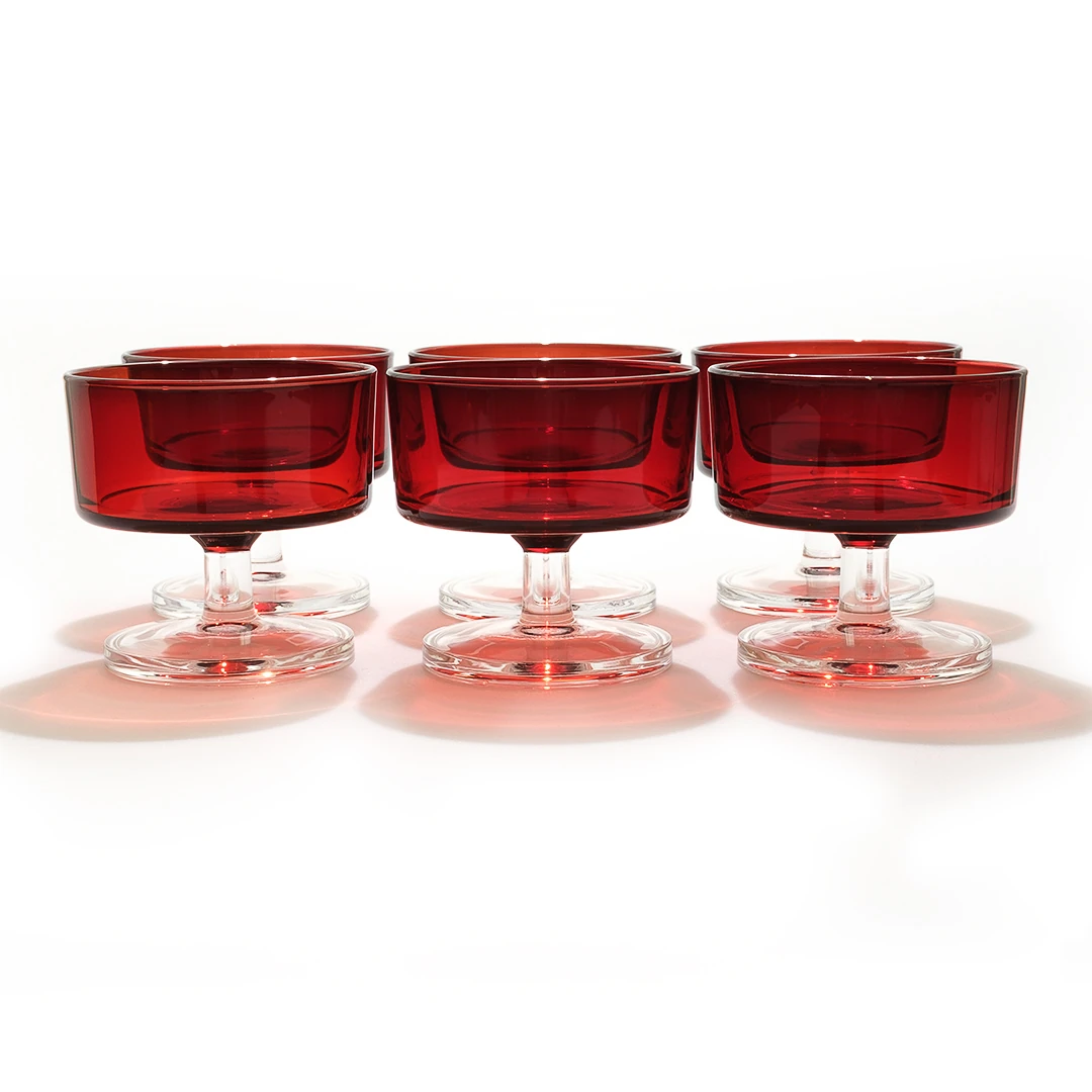 1960’lar Fransa’dan Nadir Luminarc Bohemia 6’lı Kristal Tatlı Kasesi Takımı