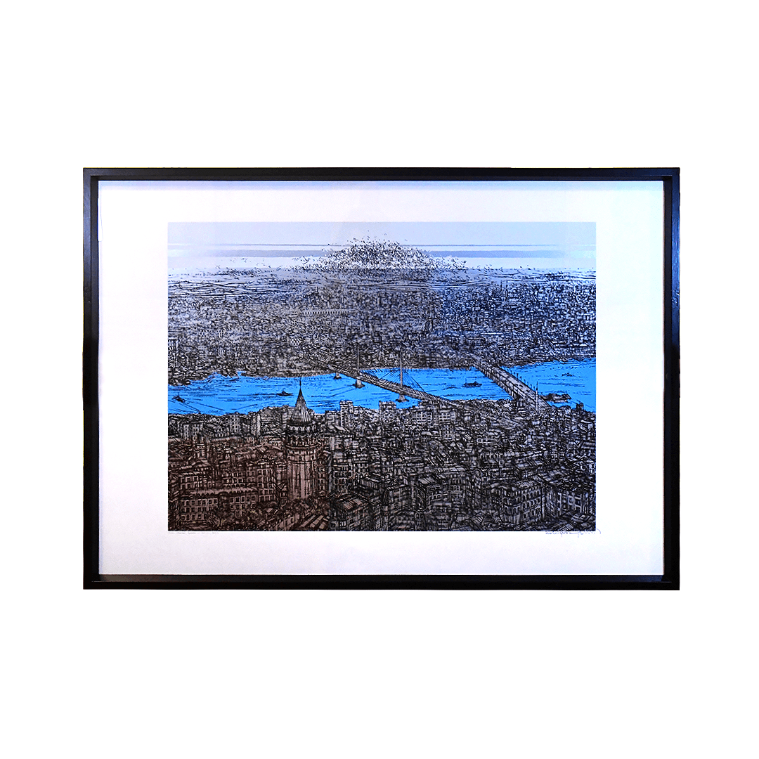 Devrim Erbil - 16/25 İstanbul; Galata ve Haliç (c) 2023 70x100 cm Orijinal Islak İmzalı Serigrafi Baskı