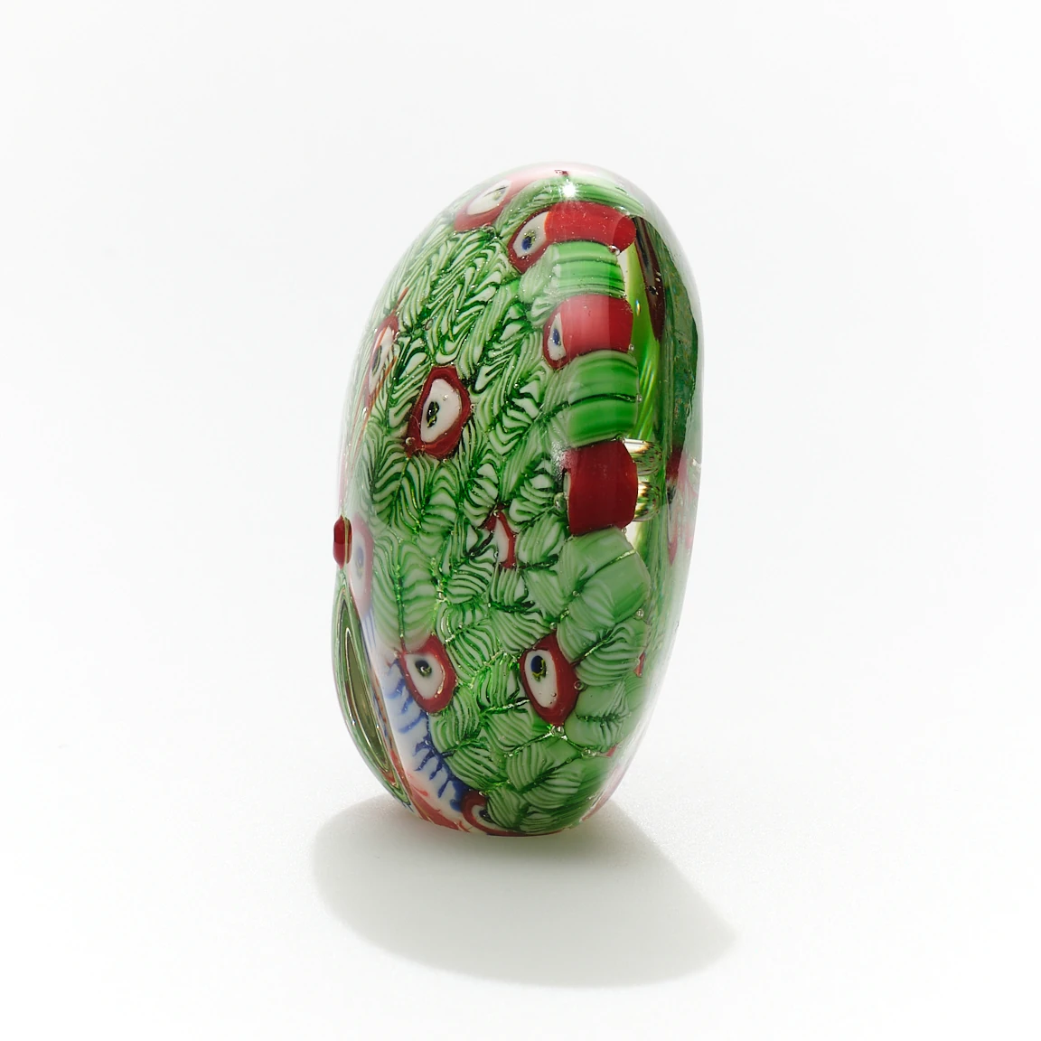 Vintage İtalya’dan Millefiori Tavuskuşu Cam Kağıt Ağırlığı