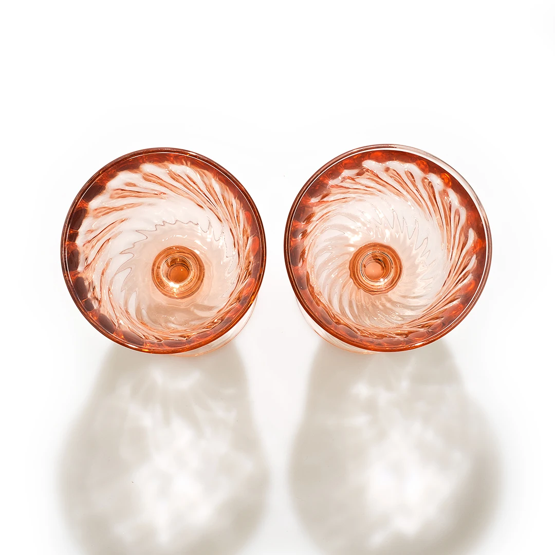 1960’lar Fransa’sından: Pembe Vintage Cam Kadeh Seti (2’li)