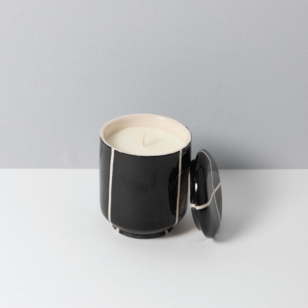 Hygge 5 %100 Organik Soya Mum - Siyah Beyaz Çizgili