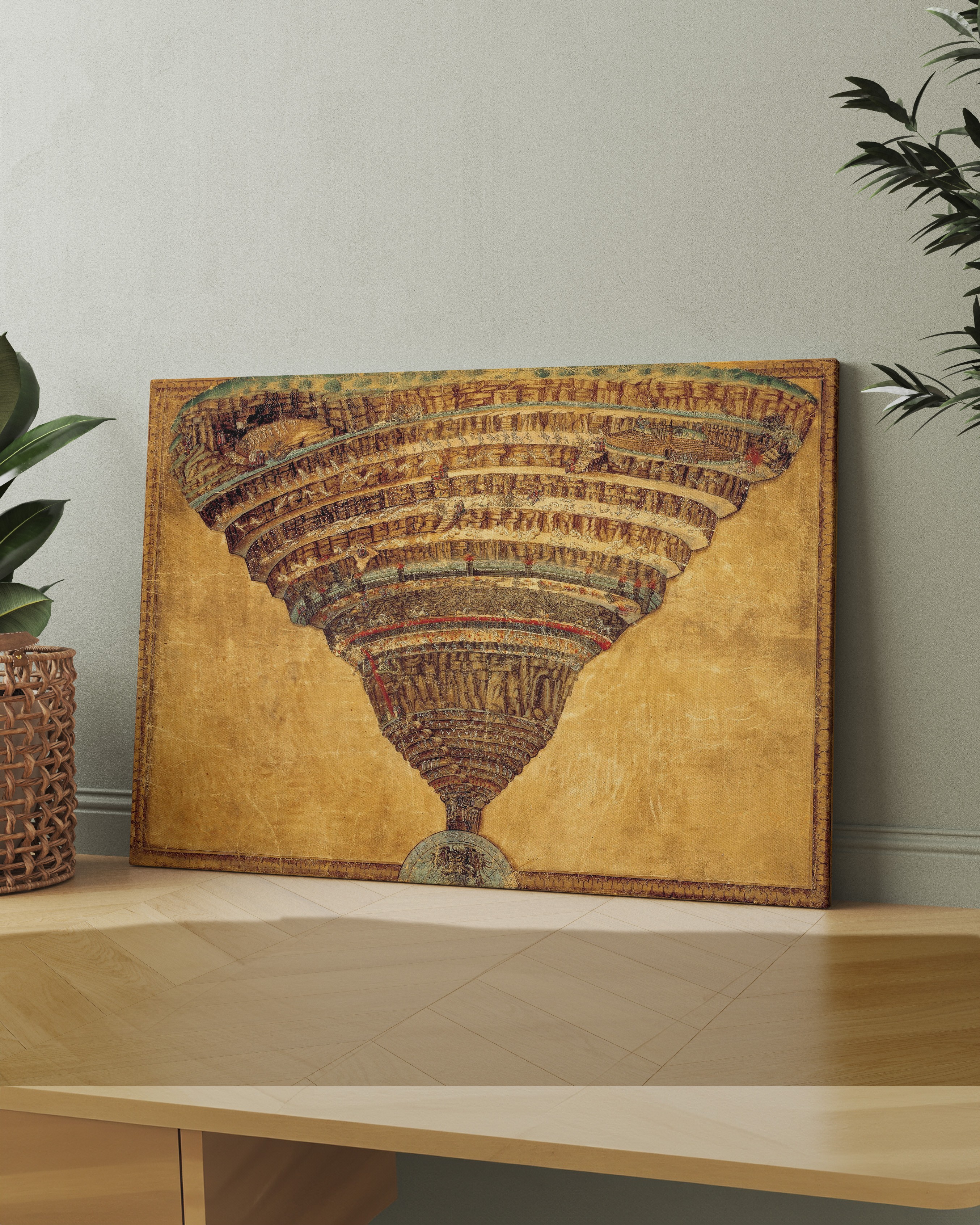 Alessandro Botticelli - Dante'nin Cehennemi Harita Kanvas Tablo