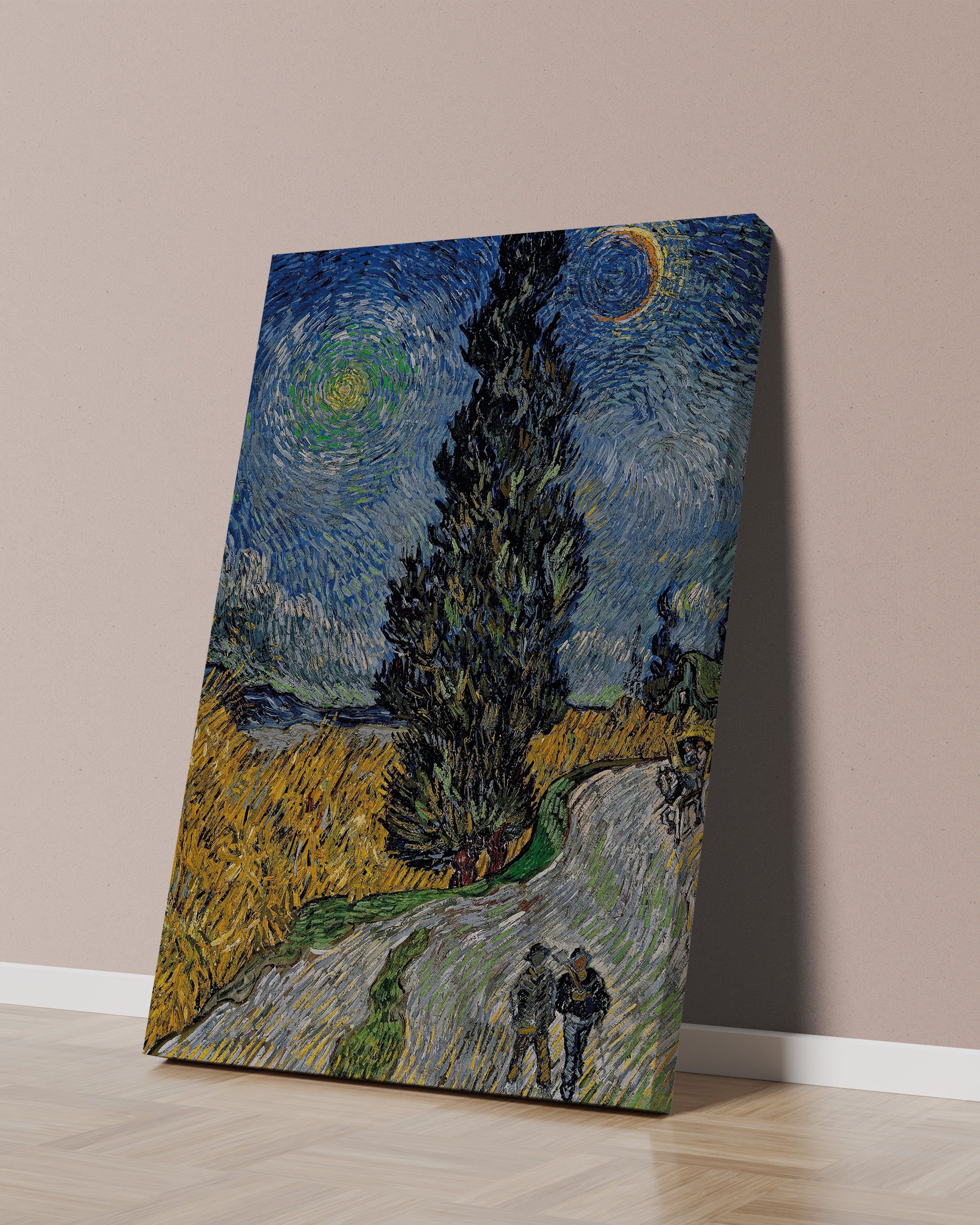 Vincent van Gogh - Selvili ve Yıldızlı Yol Kanvas Tablo