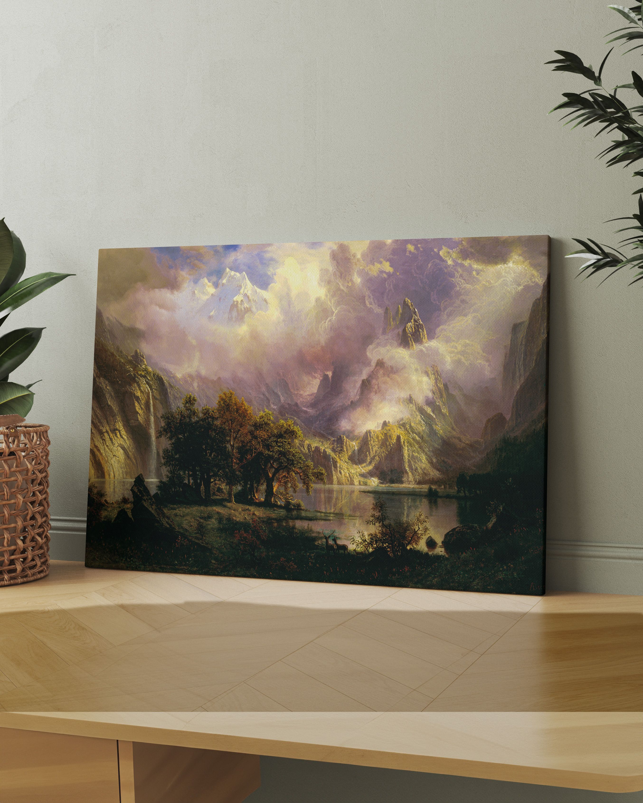 Albert Bierstadt - Kayalık Dağ Manzarası Kanvas Tablo