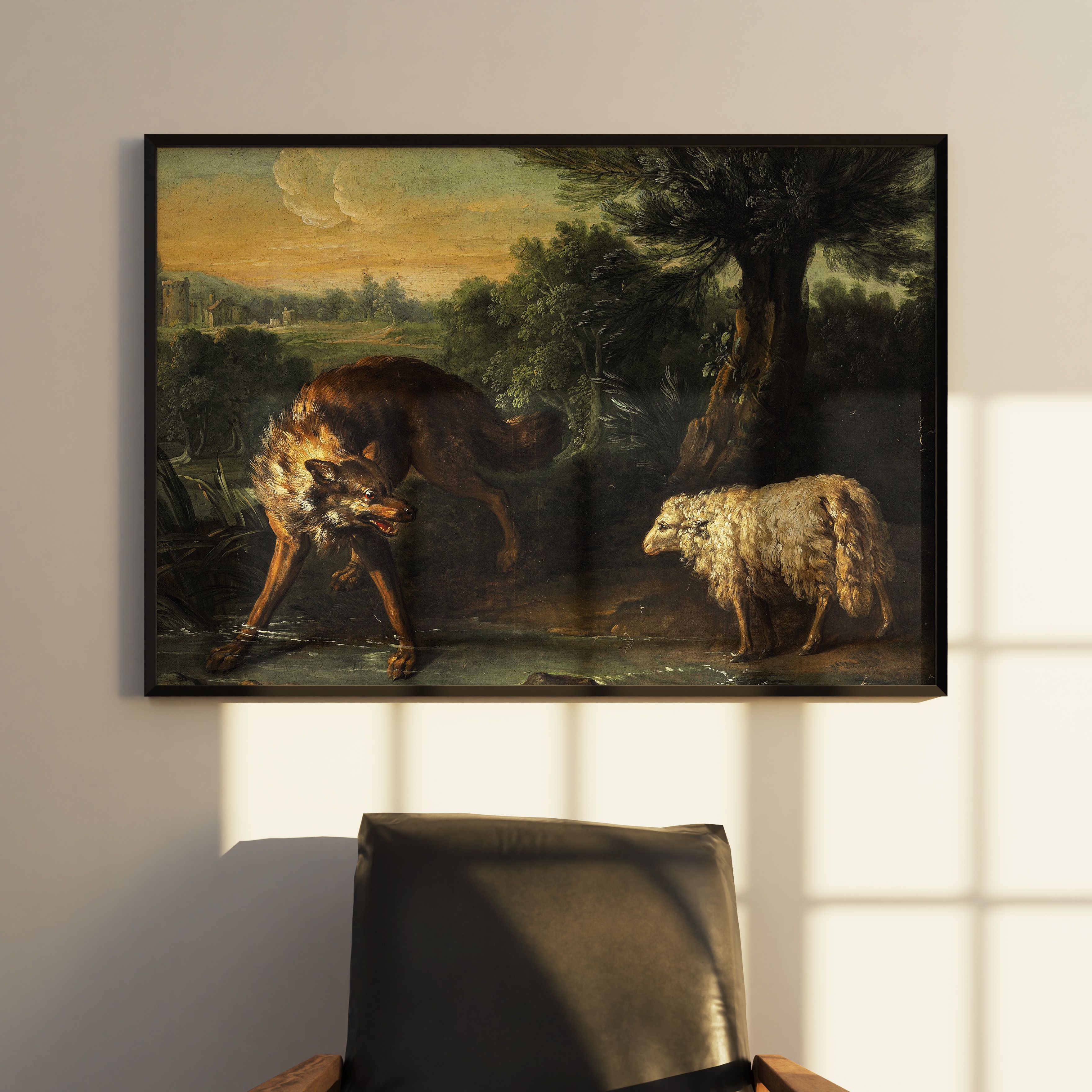 Jean-Baptiste Oudry - Kurt ve Kuzu Poster