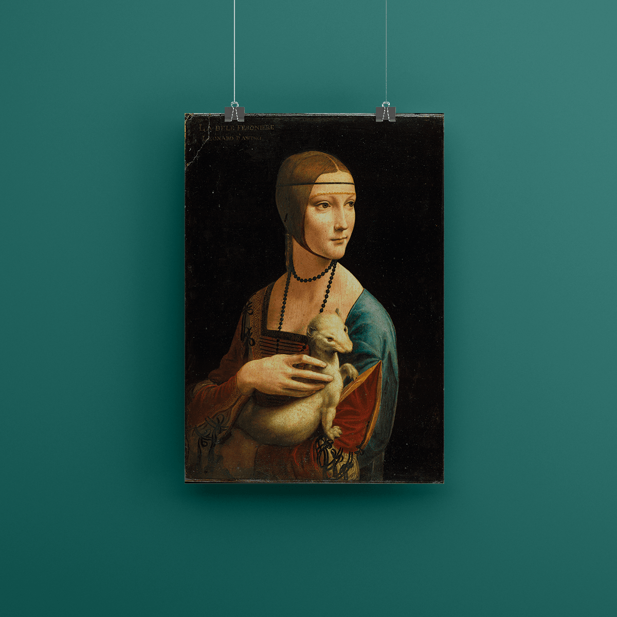 Leonardo da Vinci - Kakımlı Kadın (Gelincik Tutan Kadın) Poster