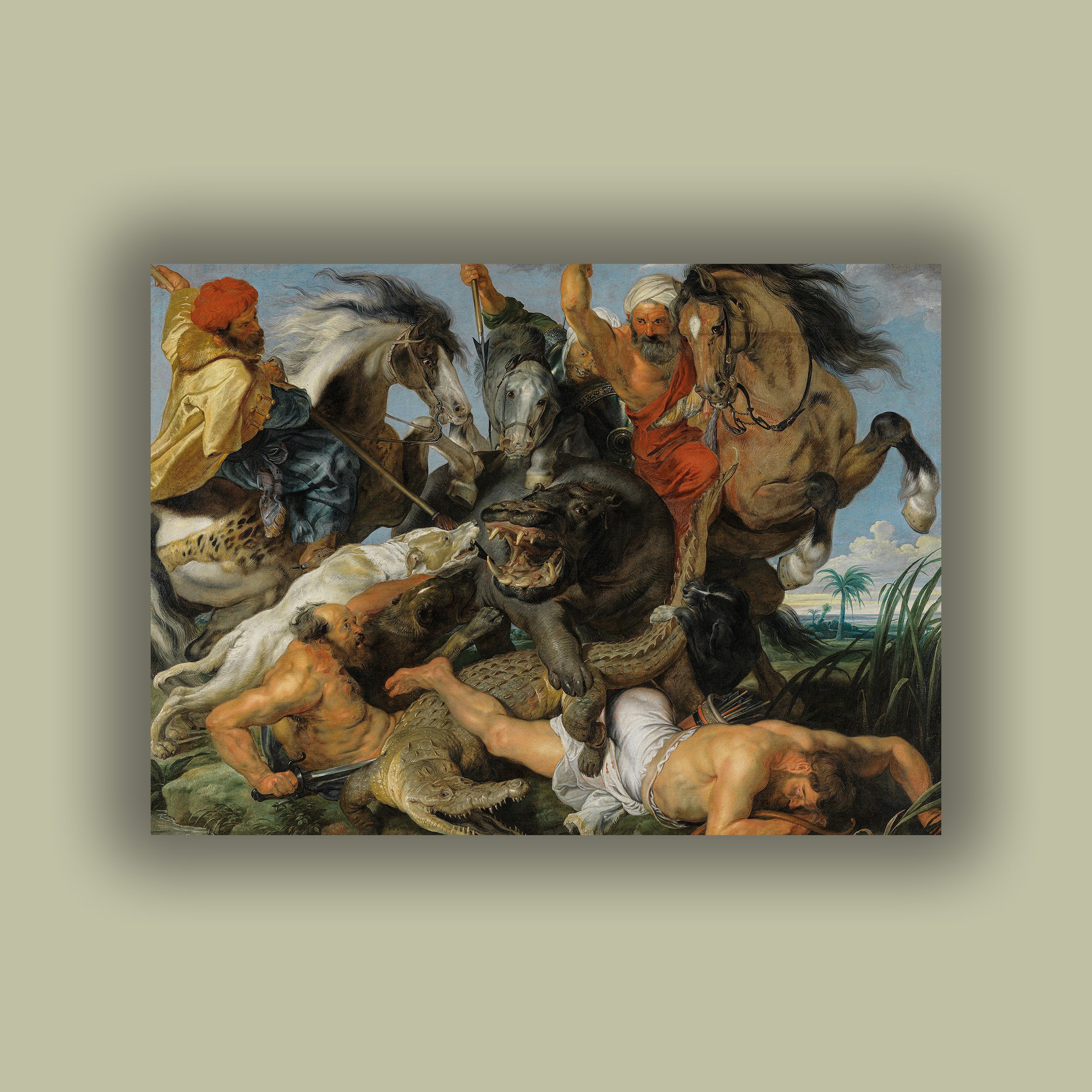 Peter Paul Rubens - Su Aygırı ve Timsah Avı Poster