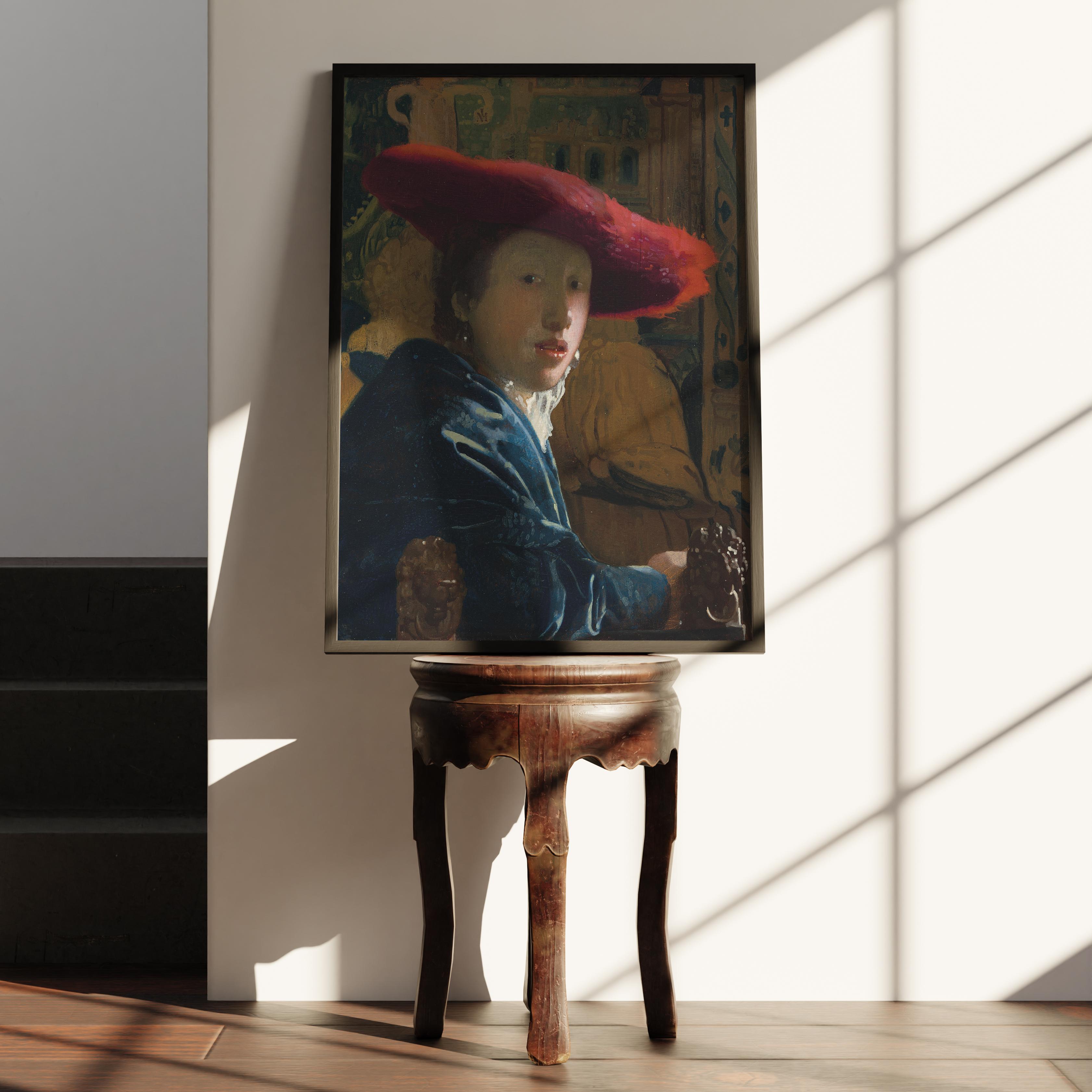 Johannes Vermeer - Kırmızı Şapkalı Kız Posteri