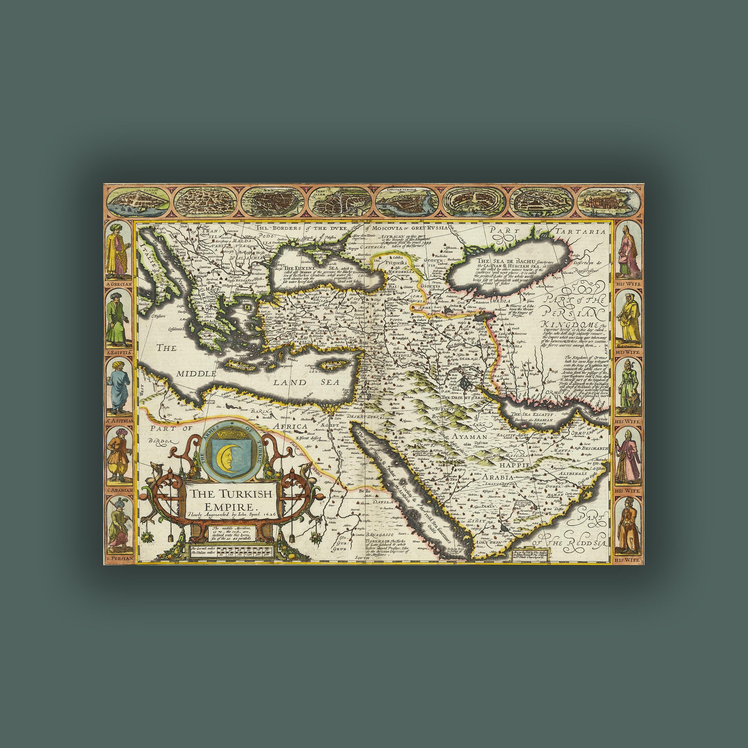 John Speed - Türk (Osmanlı) İmparatorluğu Haritası Poster