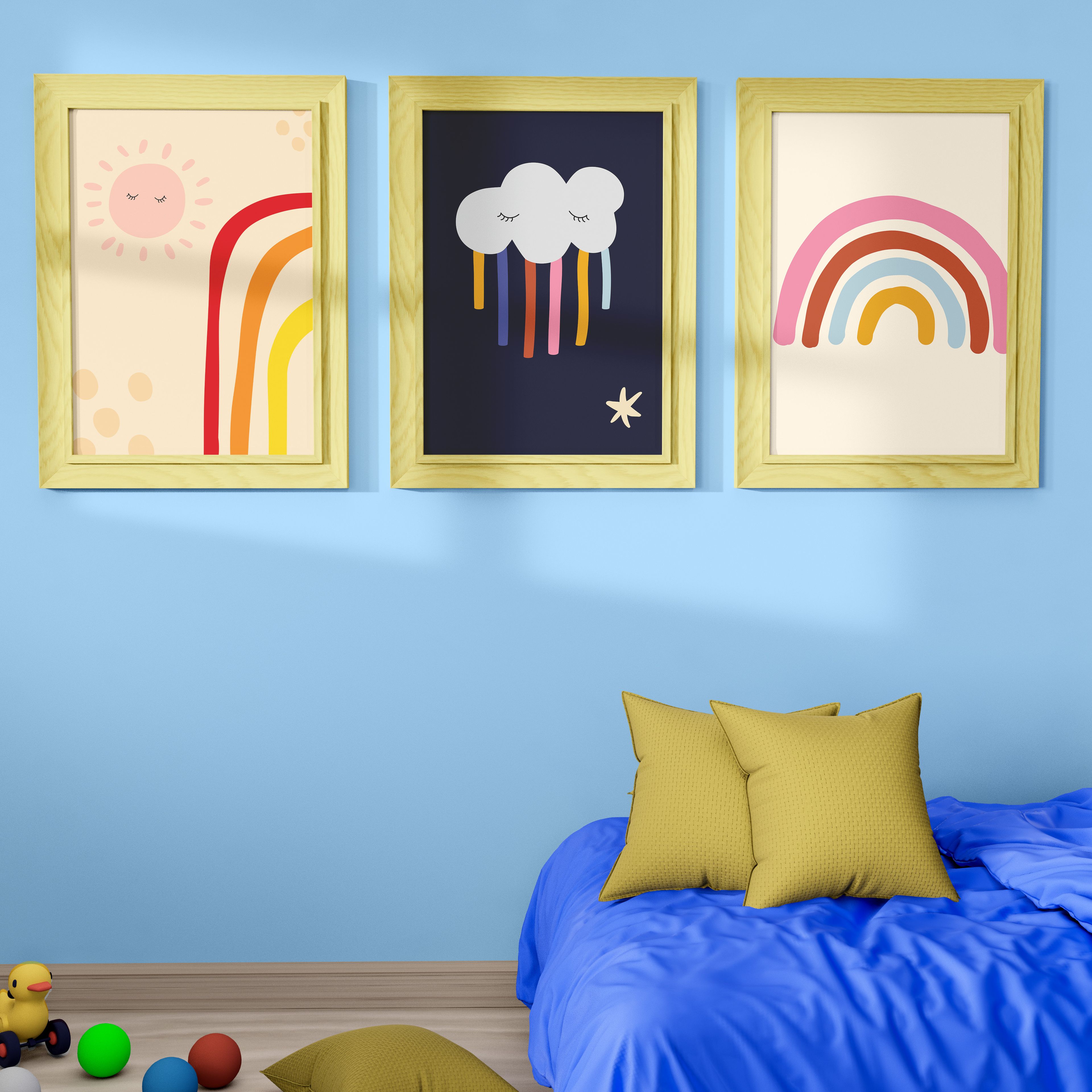 Çocuk Odası Renkli Üçlü Poster Seti