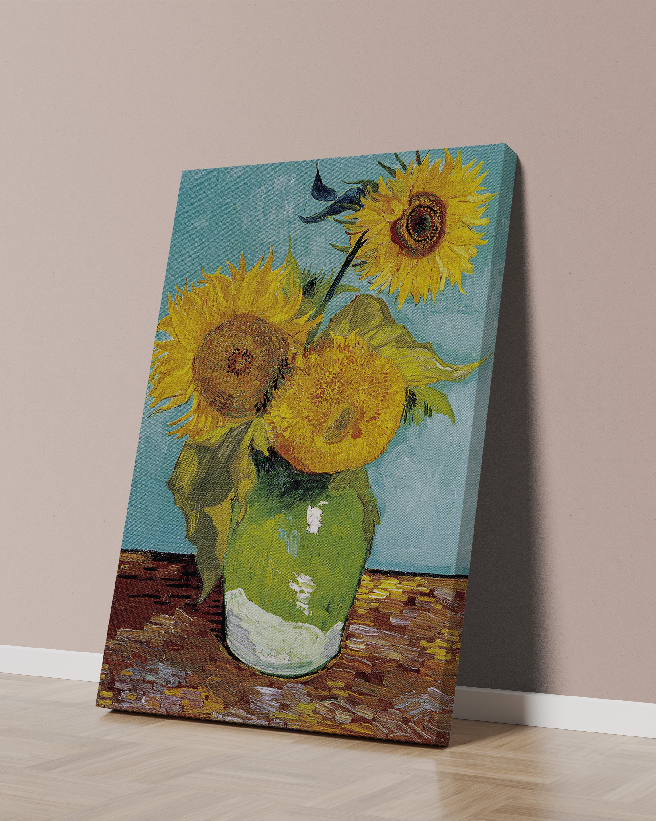 Vincent van Gogh - Üç Ayçiçekli Vazo Kanvas Tablo