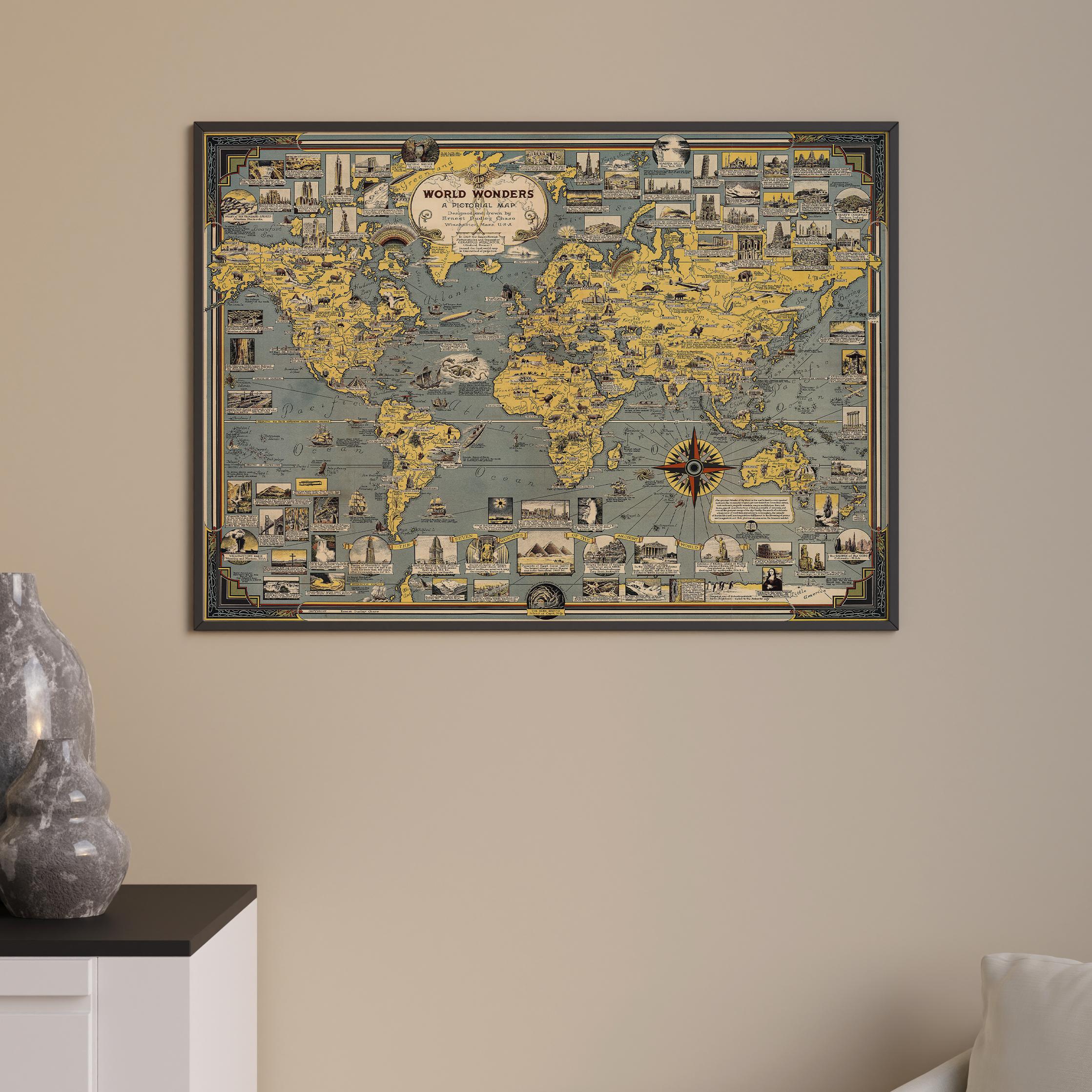 Dünya Harikaları Harita Poster (World Wonders Map) - Ernest Dudley