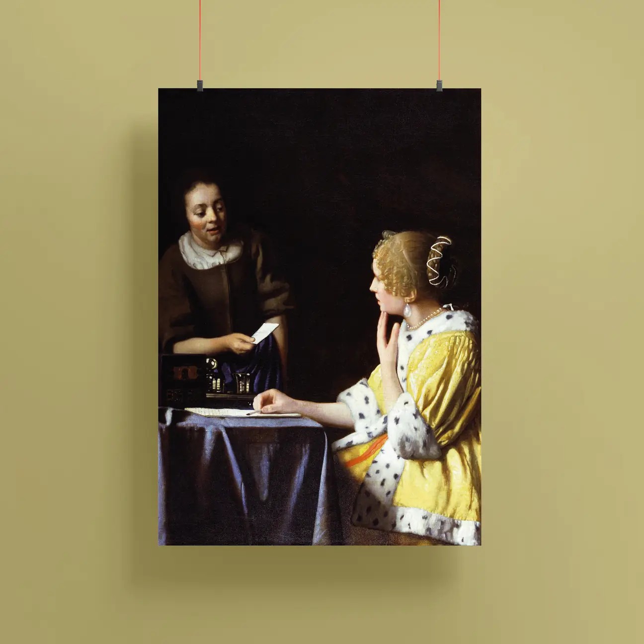Johannes Vermeer - Hanımefendi ve Hizmetçi Poster