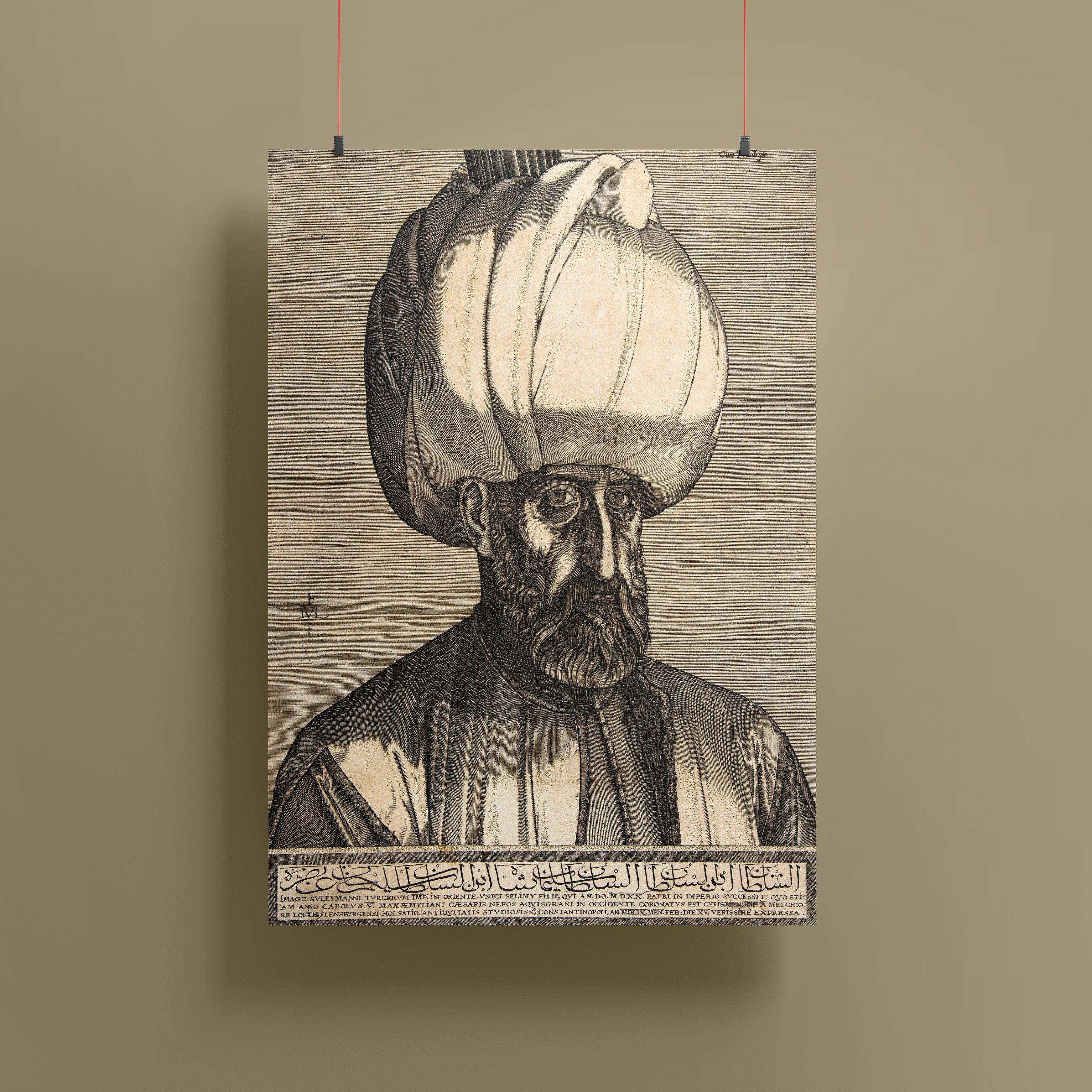 Kanuni Sultan Süleyman (Melchior Lorck, 1562) Gravür Poster