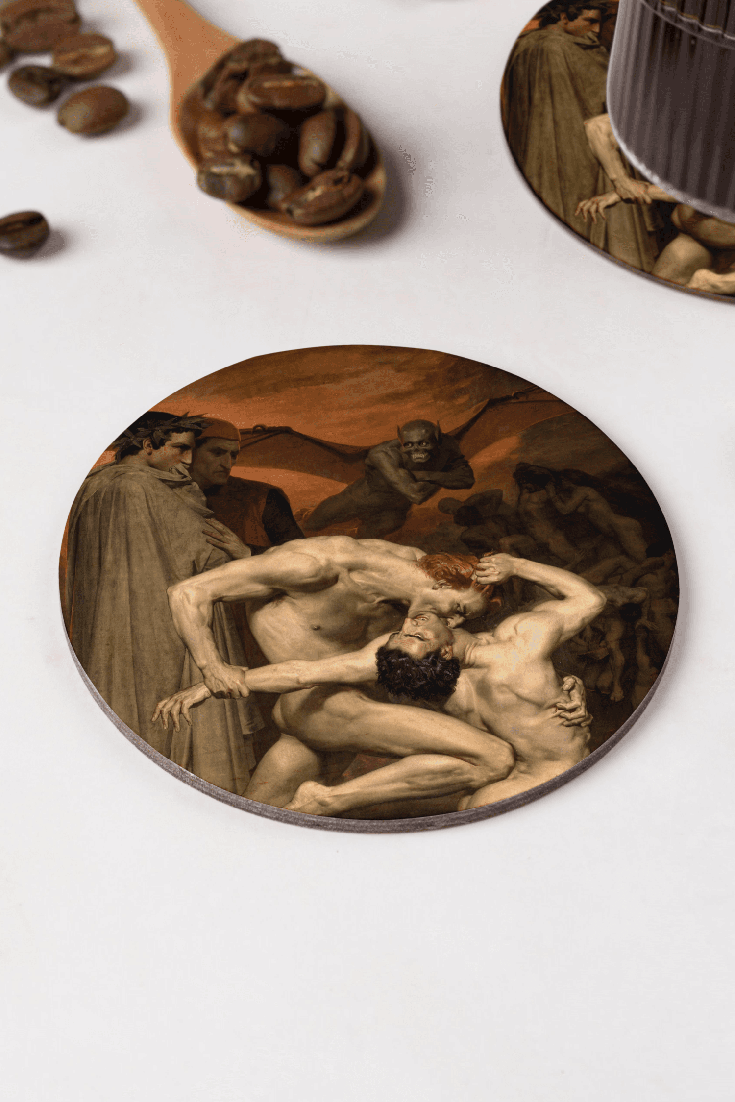 William Adolphe Bouguereau - Dante ve Virgil Cehennemde Bardak Altlığı