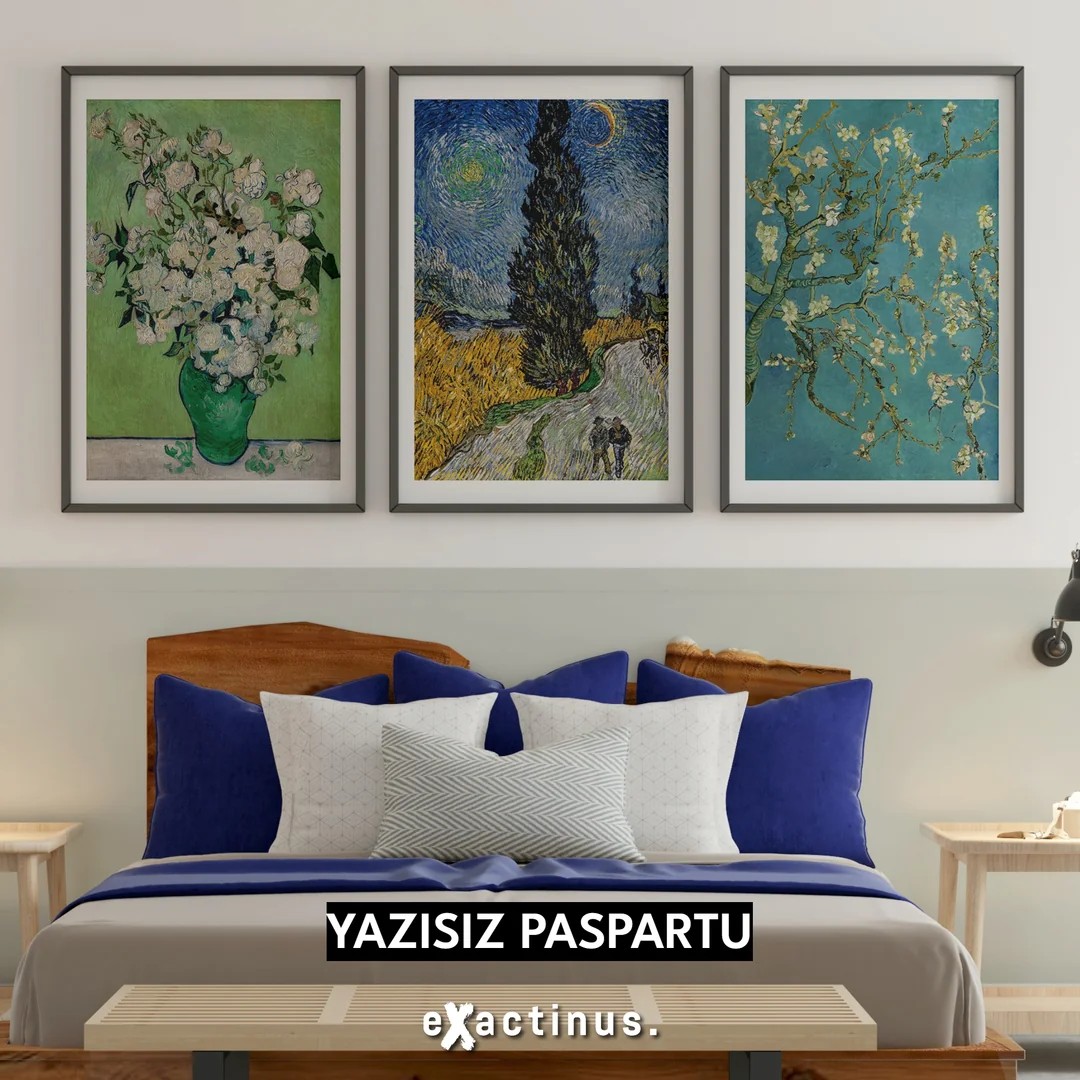 Vincent van Gogh Üç Parçalı Poster Tablo Seti - 1 (Ücretsiz Kargo)