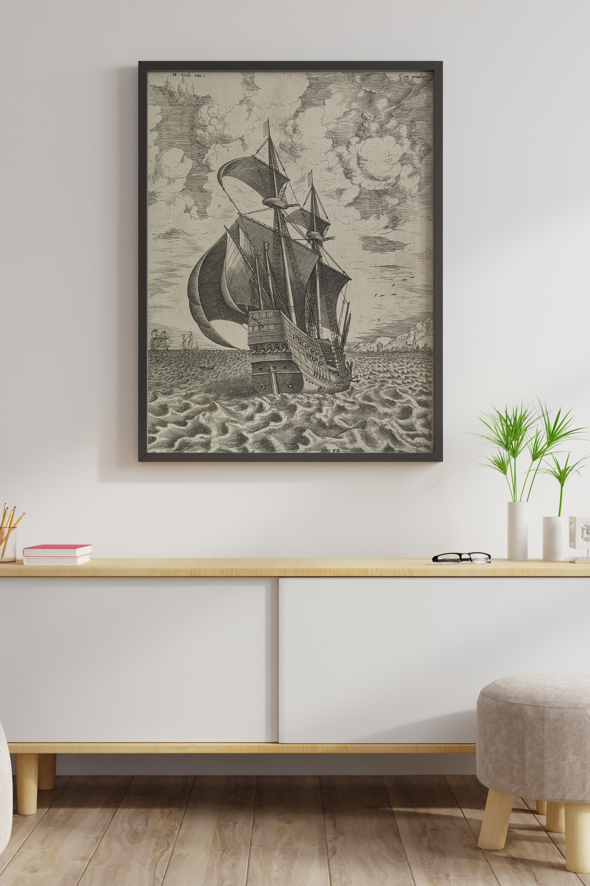 Frans Huys - Limana Yanaşan Gemi Gravür Poster
