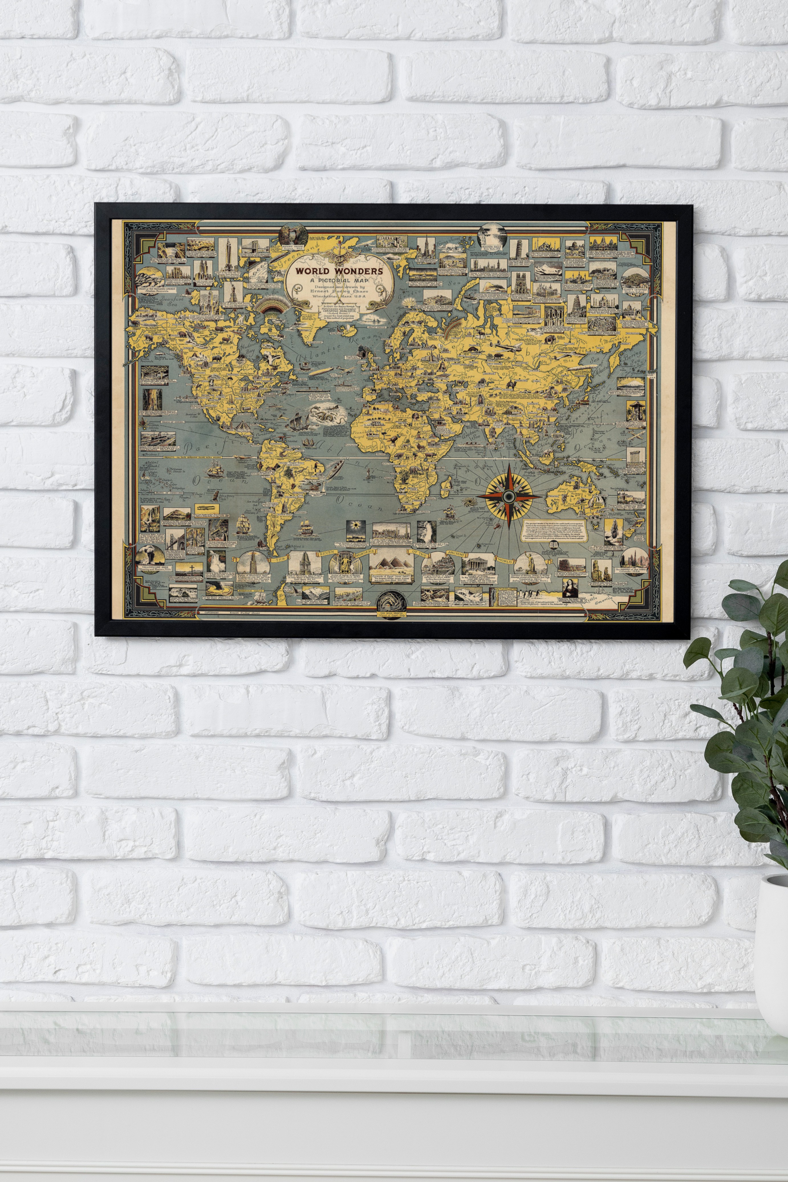 Dünya Harikaları Harita Poster (World Wonders Map) - Ernest Dudley