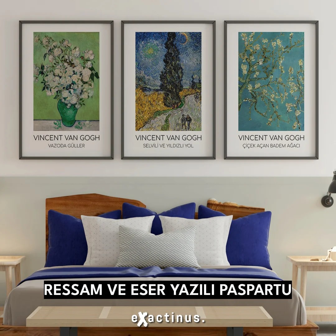 Vincent van Gogh Üç Parçalı Poster Tablo Seti - 1 (Ücretsiz Kargo)
