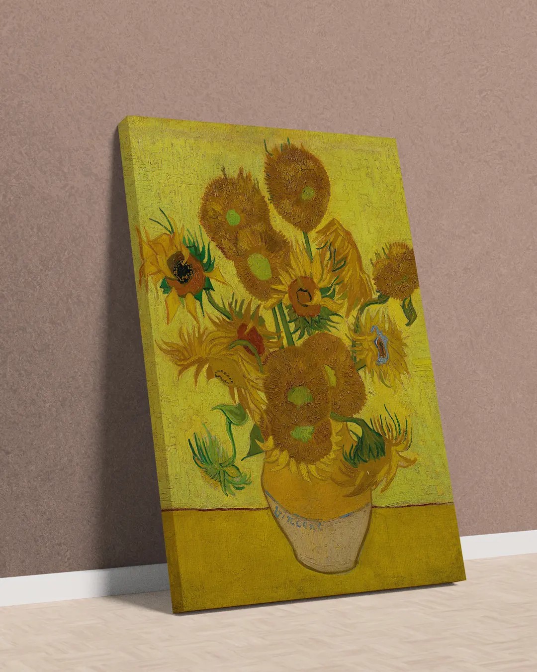Vincent van Gogh - On Beş Ayçiçekli Vazo Kanvas Tablo