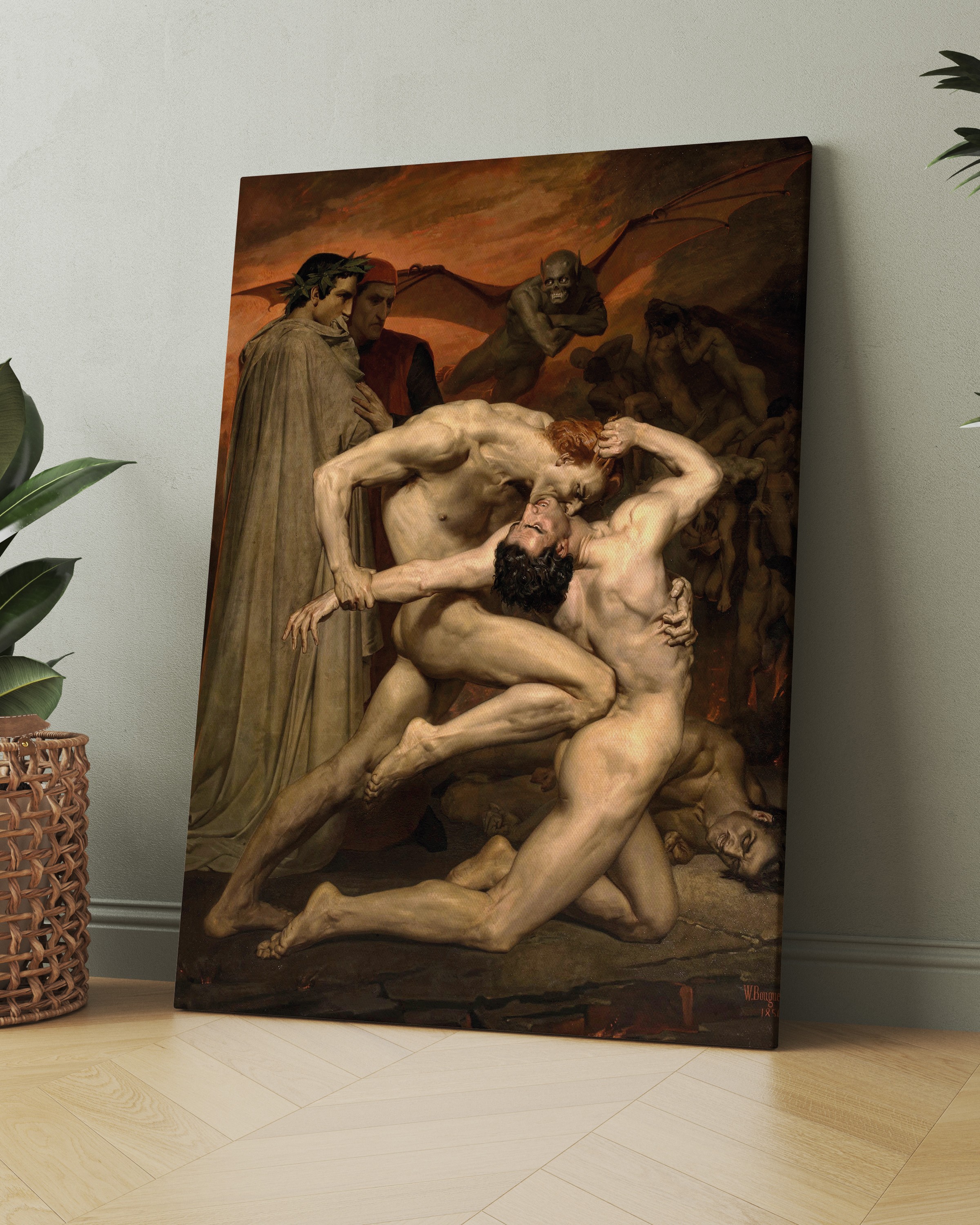 William Adolphe Bouguereau - Dante ve Virgil Cehennemde Kanvas Tablo