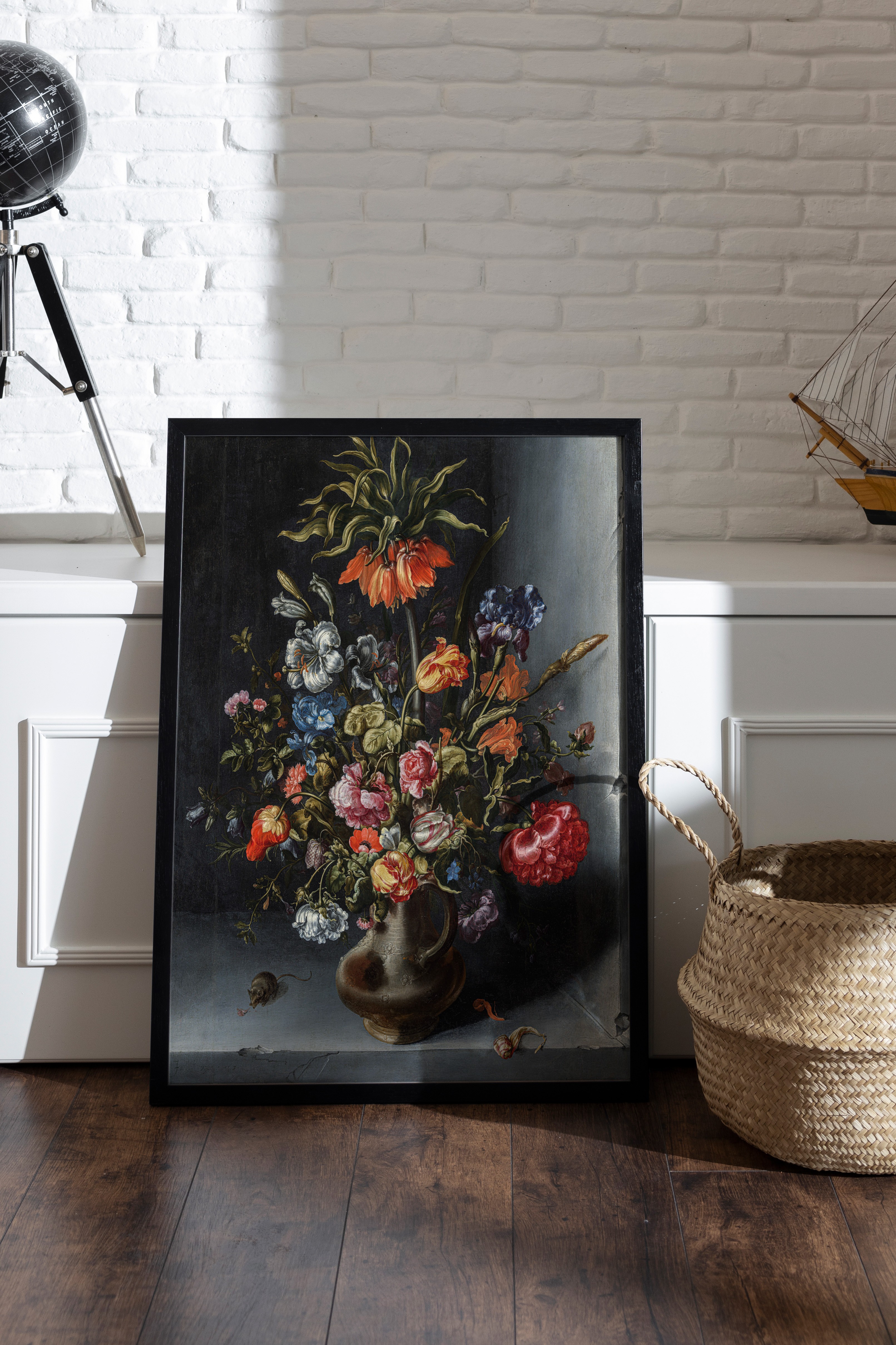 Jacob Vosmaer - Taş Nişte Tırpanlı Çiçeklerin Natürmordu Poster
