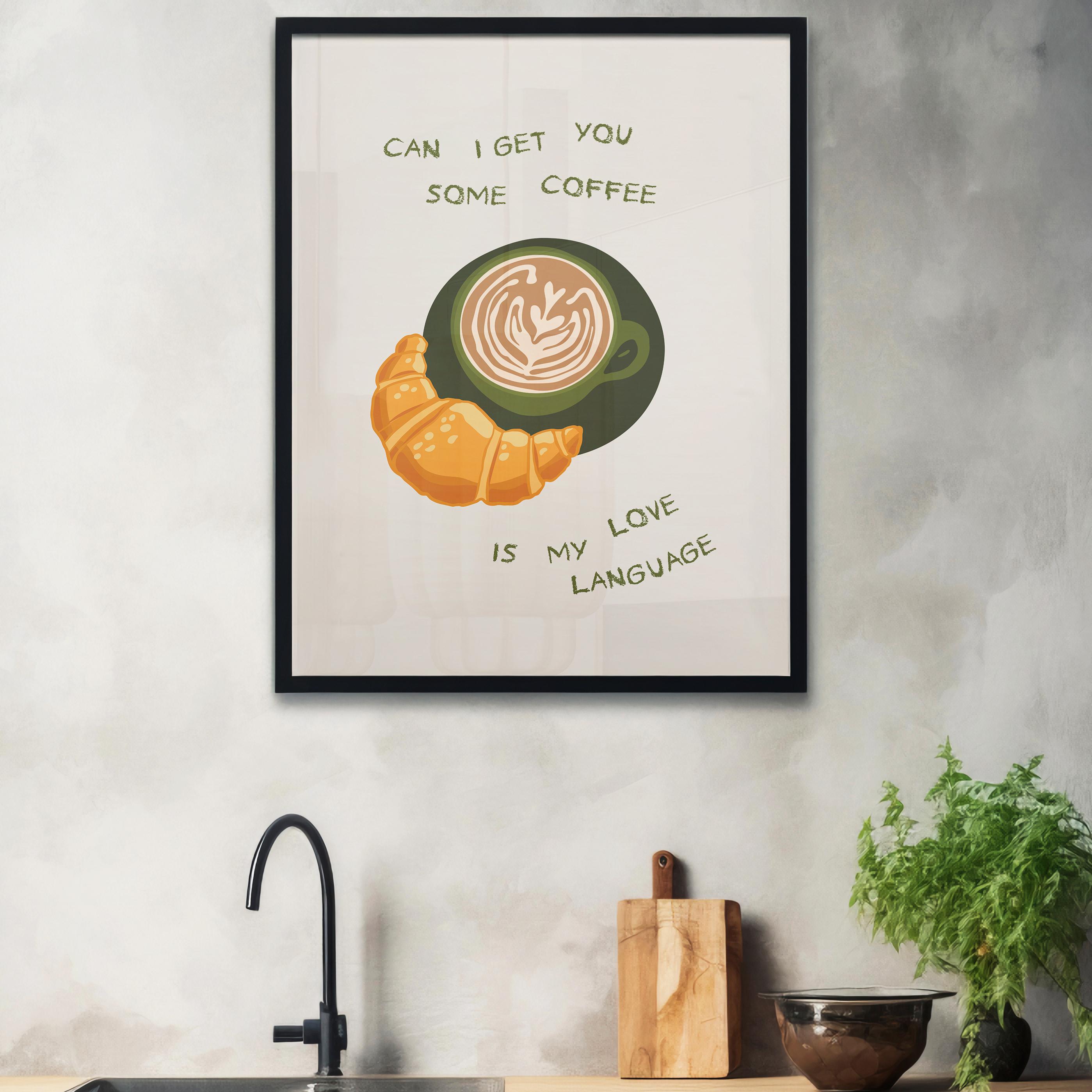 Kahve ve Kruvasan Temalı Poster (Mutfak Posterleri)