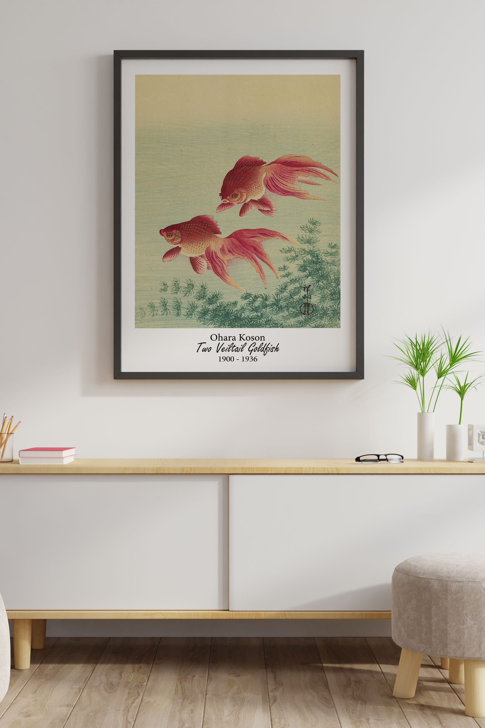 Ohara Koson - Two Veiltail Goldfish (İki Japon Balığı) Poster 