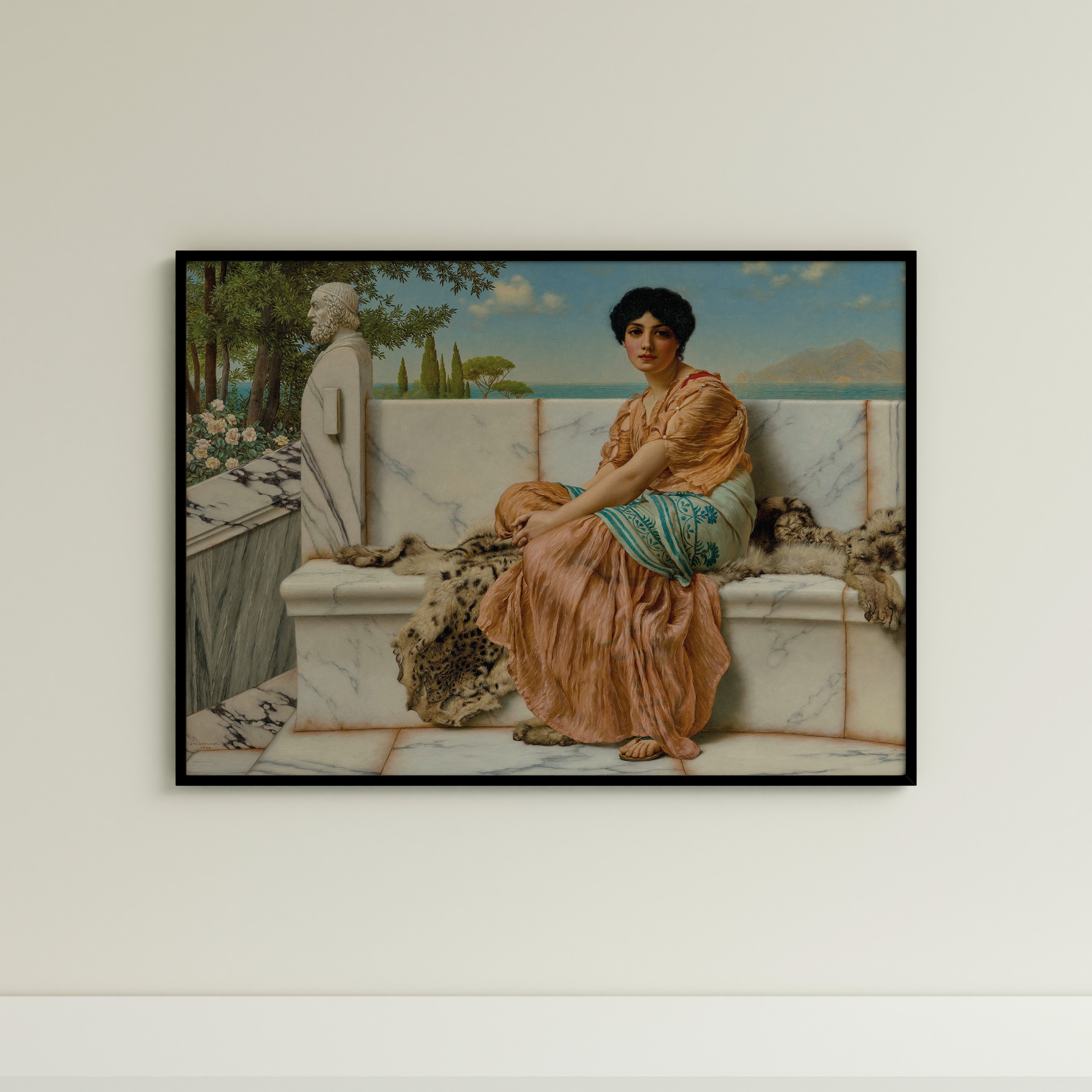 John William Godward - Tahayyül (Saphho'nun Bir Günü) Poster