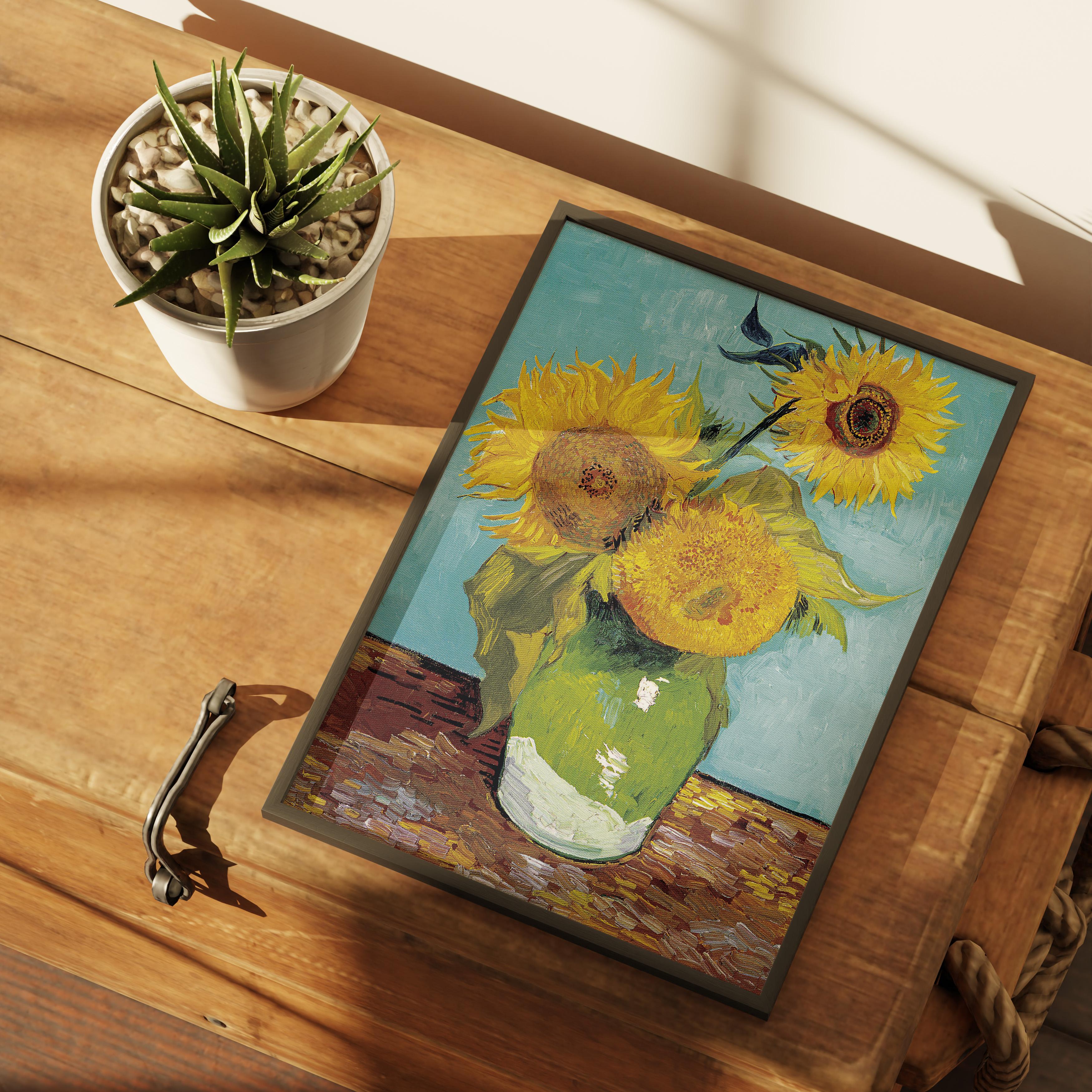 Vincent van Gogh - Üç Ayçiçekli Vazo Poster (Vase with Three Sunflowers)