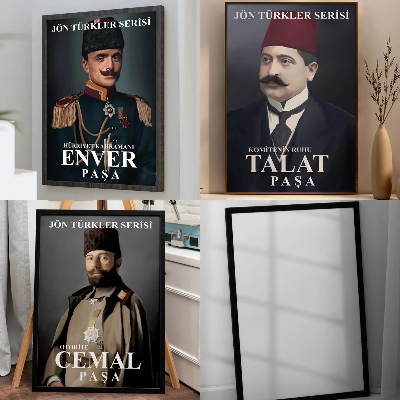 Üç Paşalar Özel Tasarım Çerçeveli Poster Seti (ÜCRETSİZ KARGO)