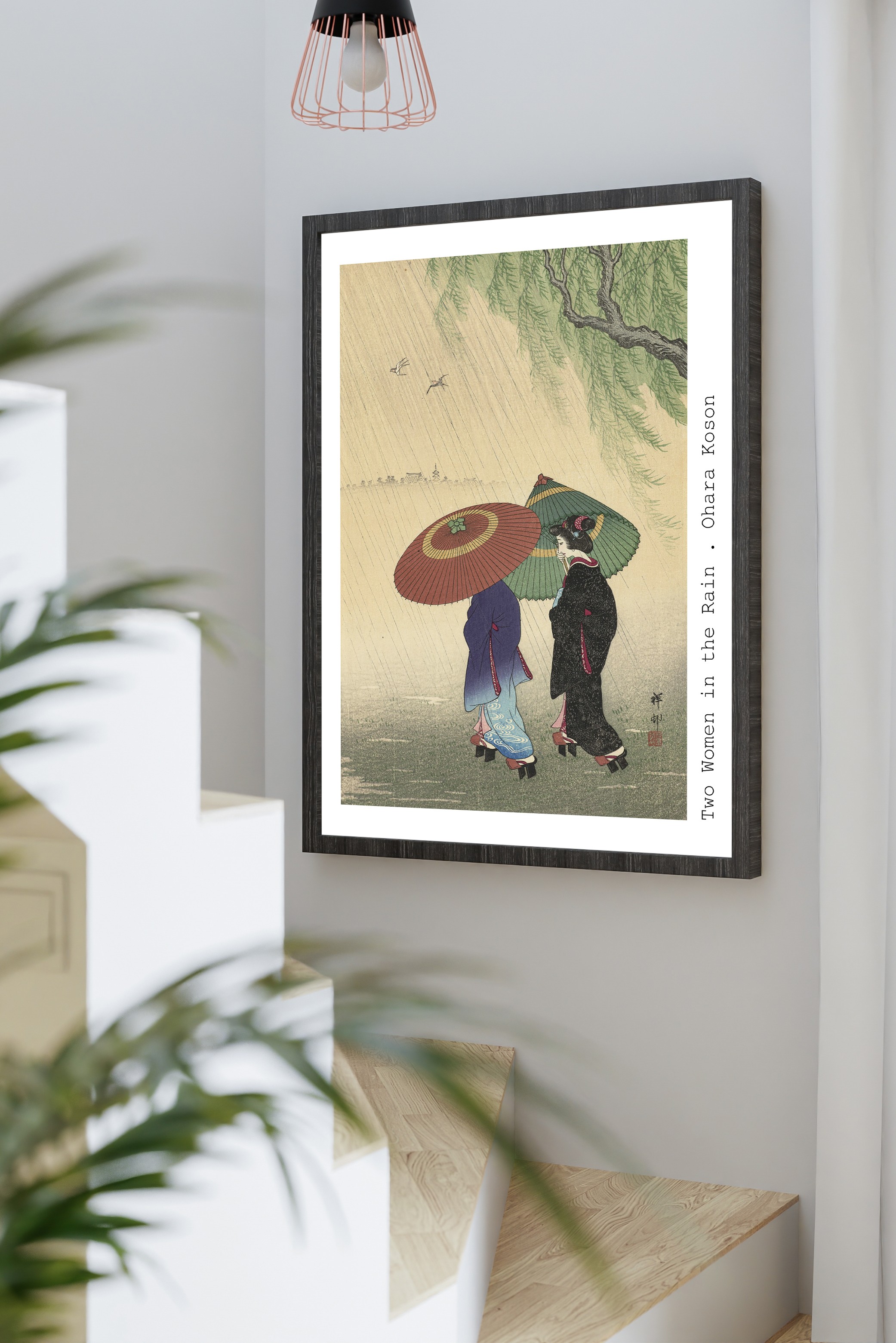Ohara Koson - Two Women in the Rain (Yağmurda İki Kadın) Poster