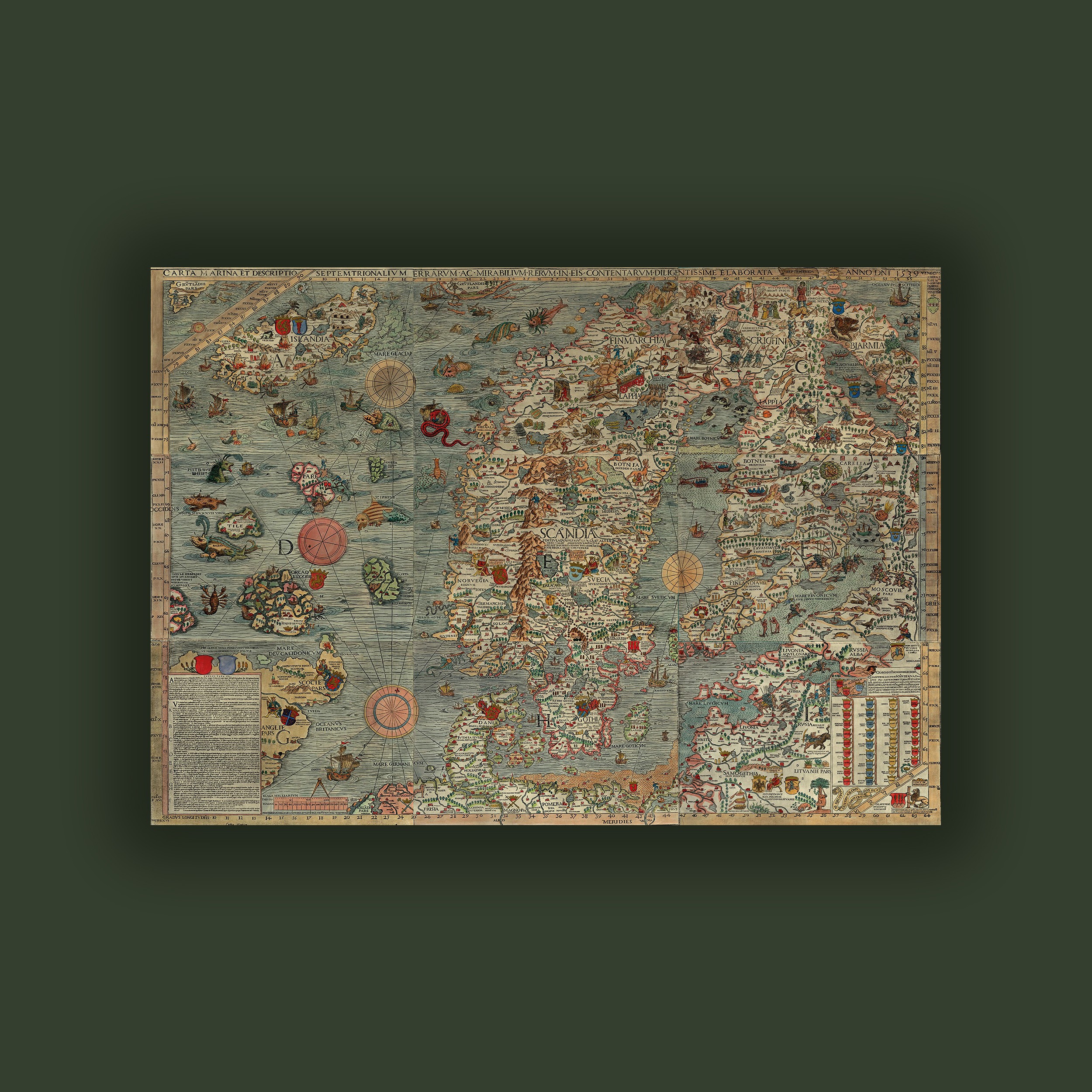 Carta Marina Poster - İskandinav Haritası 1539