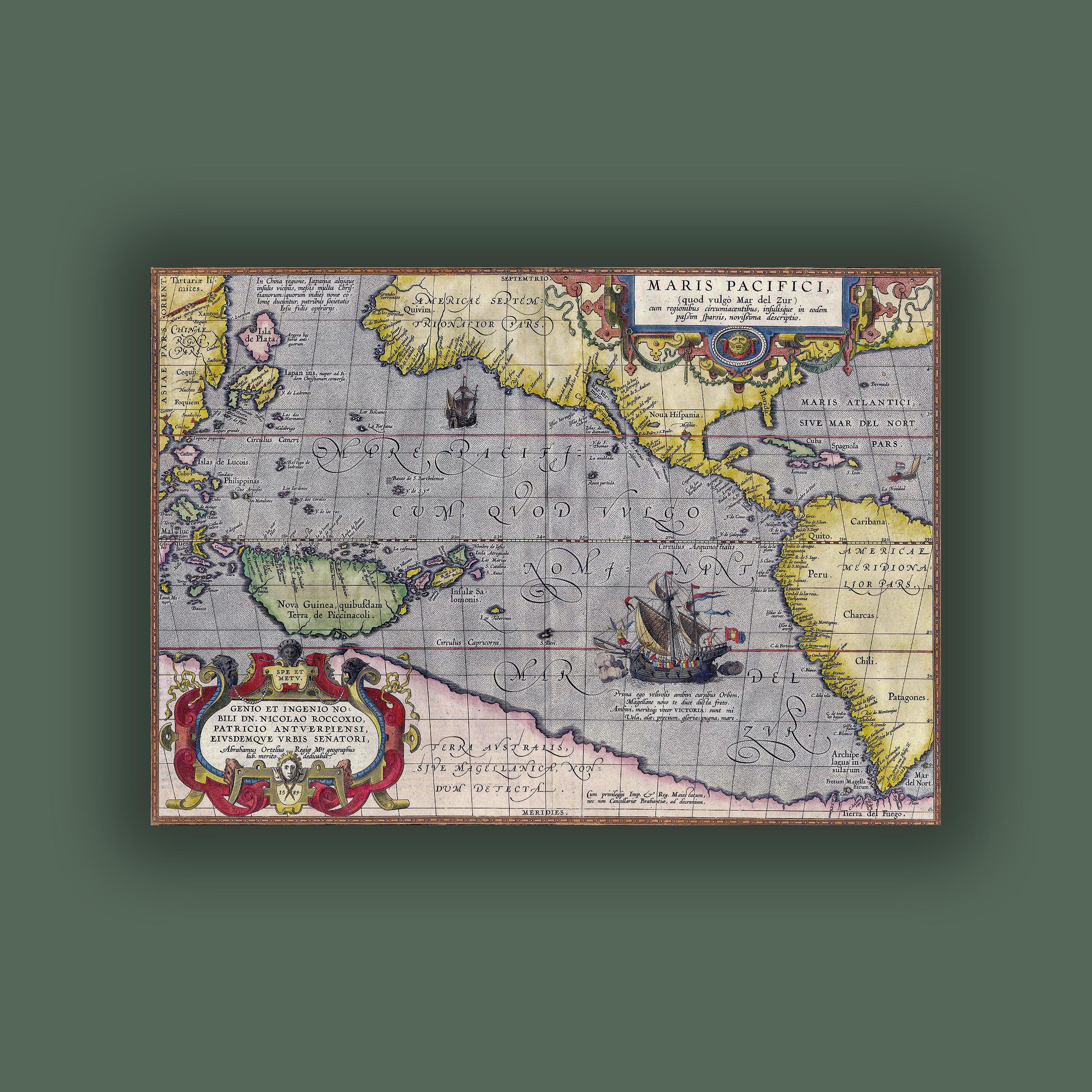 Maris Pasifici - Büyük (Pasifik) Okyanus Haritası Poster - 1606