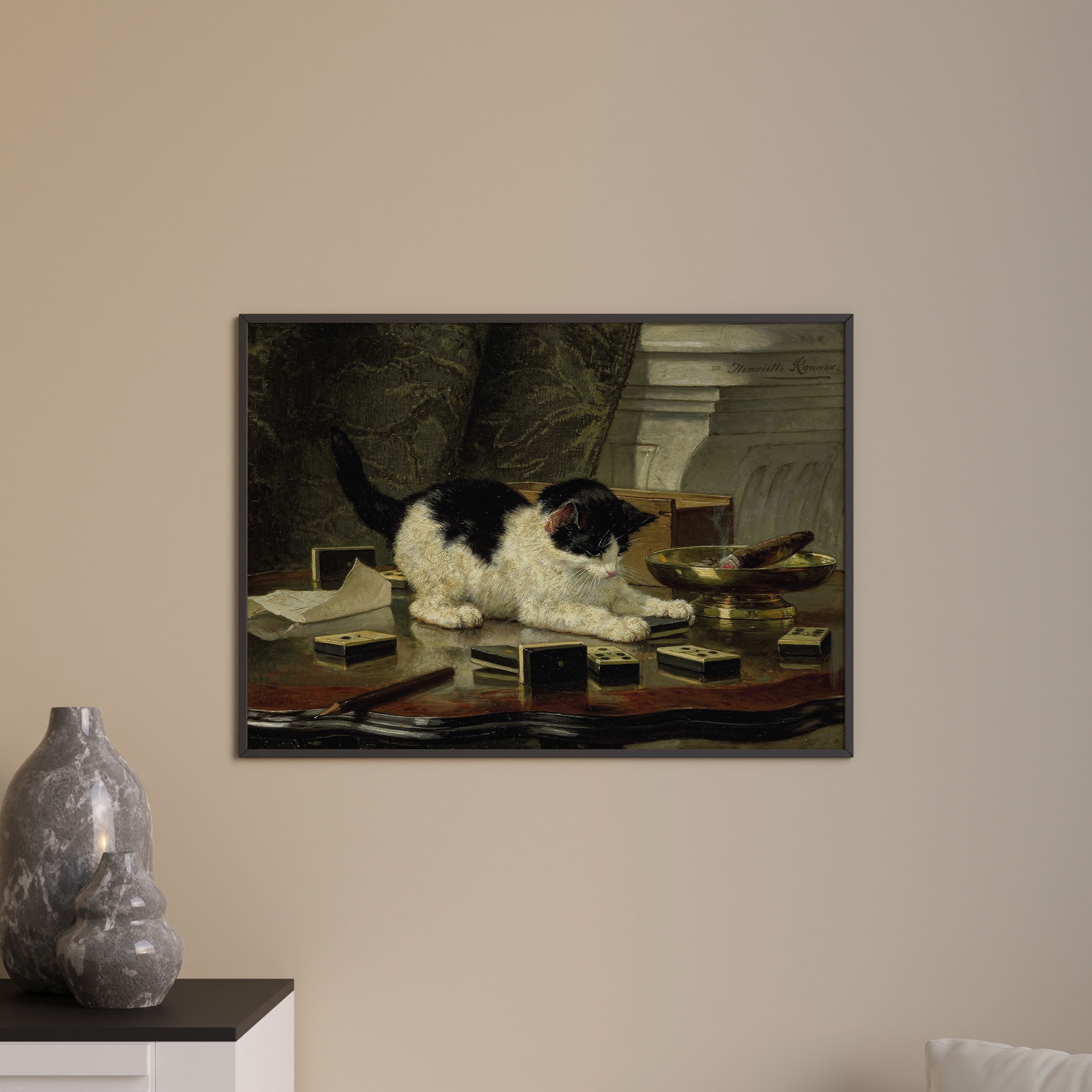 Henriette Ronner Knip - Oynayan Yavru Kedi Poster