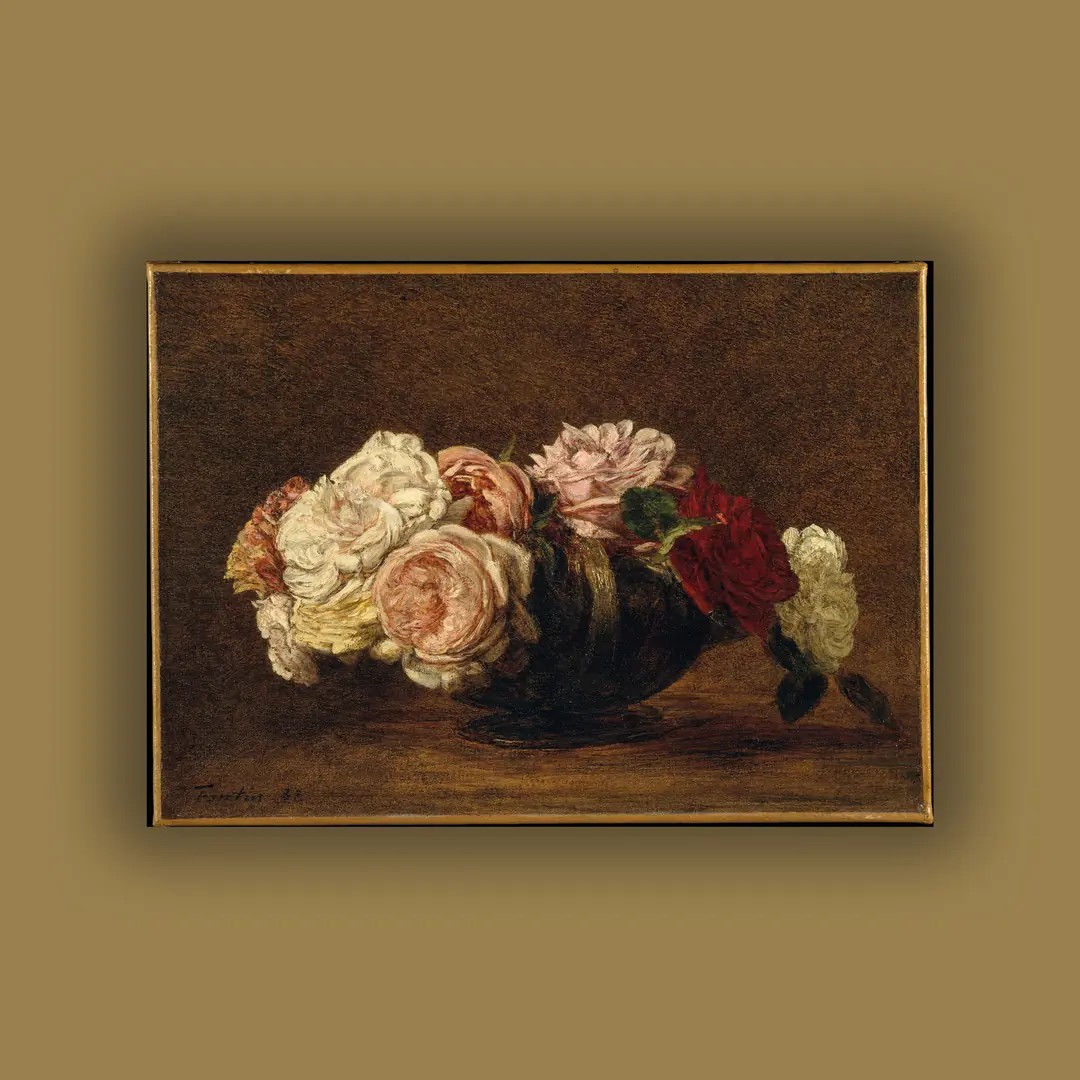 Henri Fantin-Latour - Bir Kasede Güller Posteri