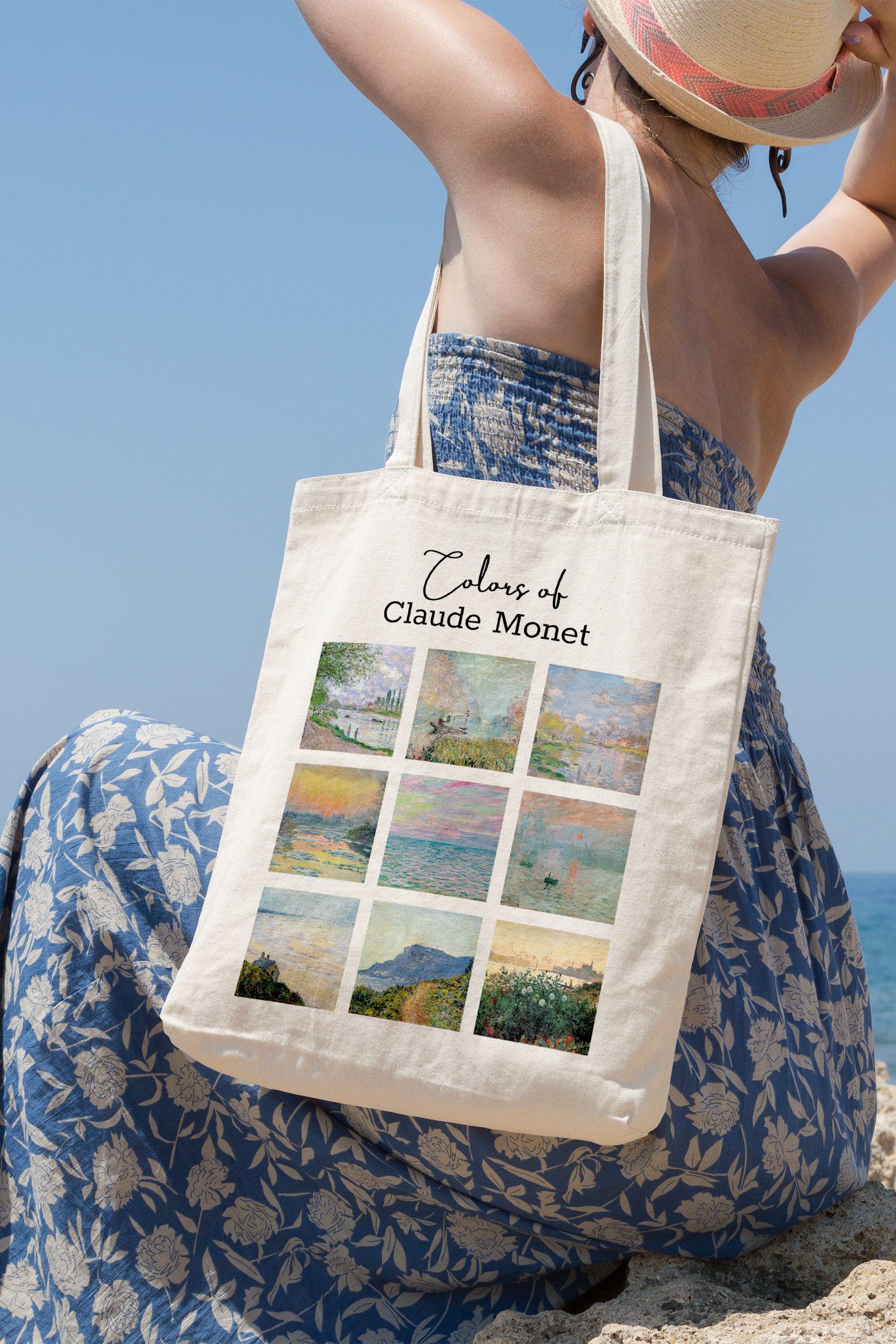 Claude Monet'in Renkleri (Colors of Claude Monet)  Baskılı Kanvas Bez Çanta