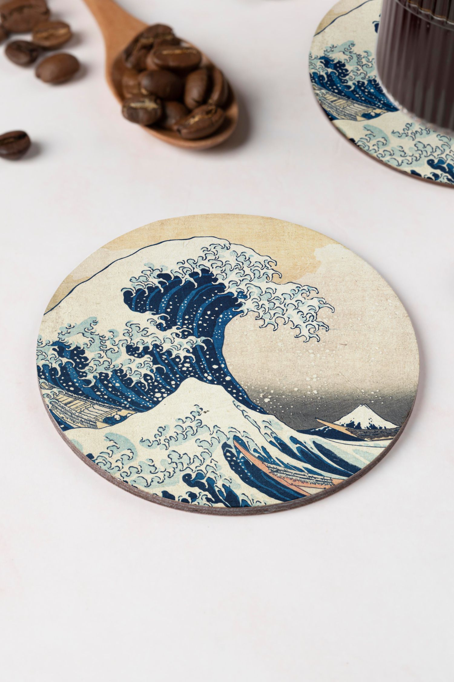 Katsushika Hokusai - Büyük Dalga Bardak Altlığı