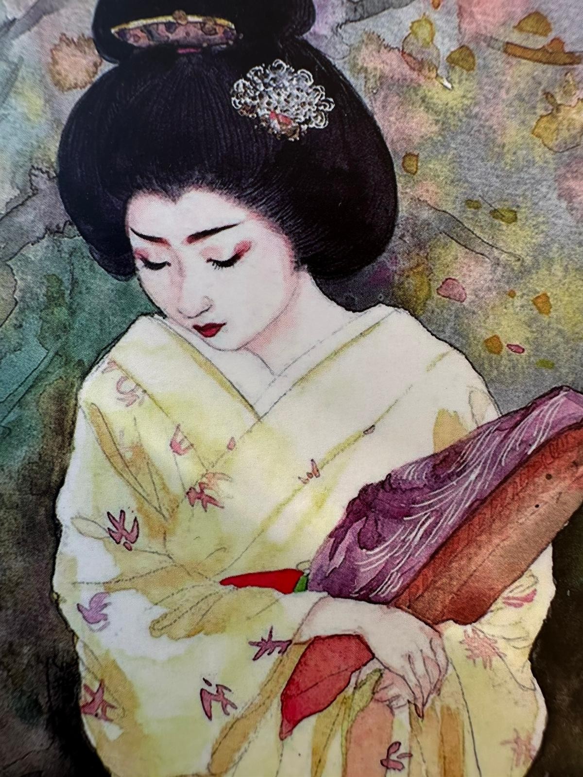 Sarı Kimonolu Japon Kız Bardak Altlığı