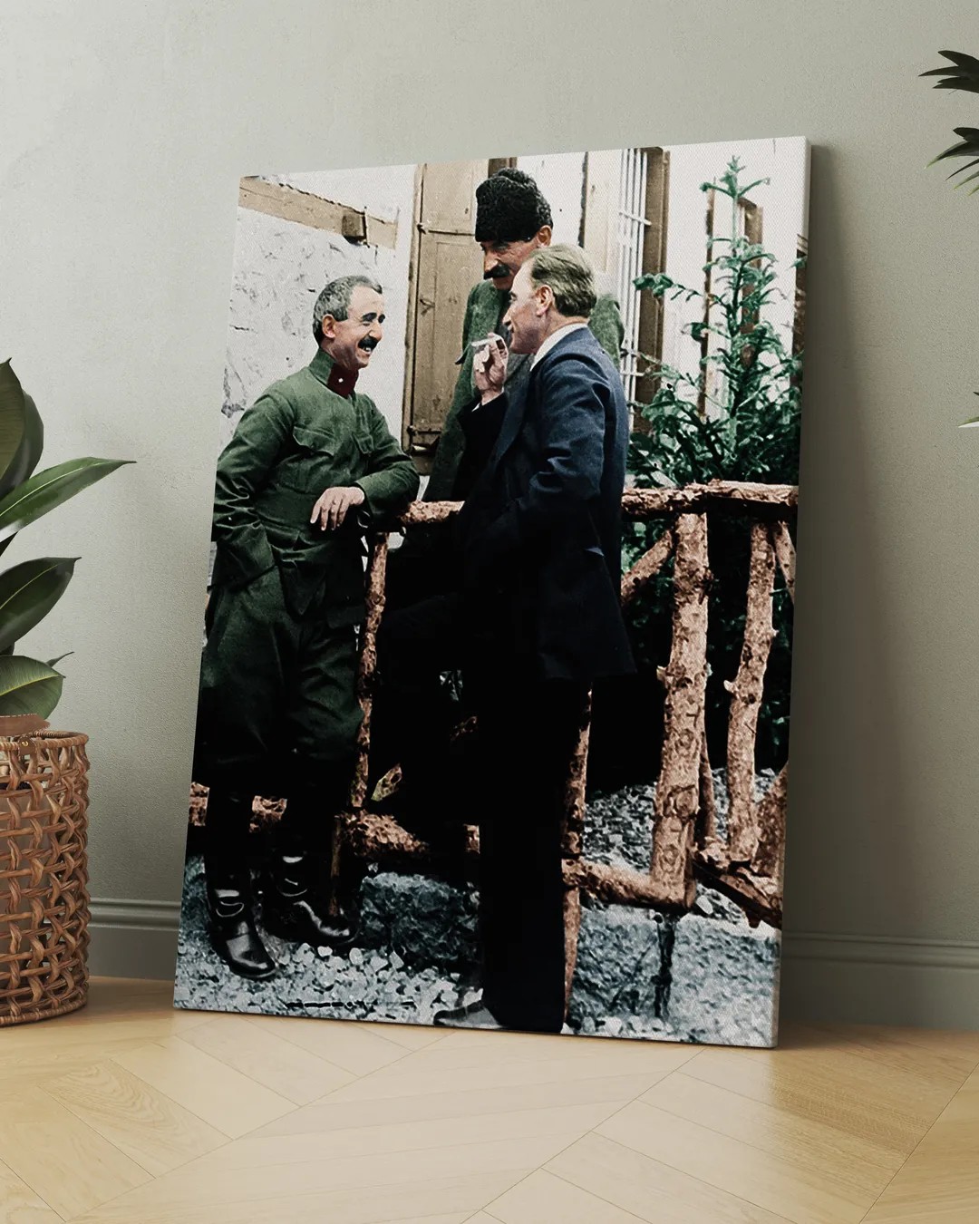 Mustafa Kemal Paşa, İsmet Paşa ve Albay İbrahim Çolak Renklendirme Kanvas Tablo