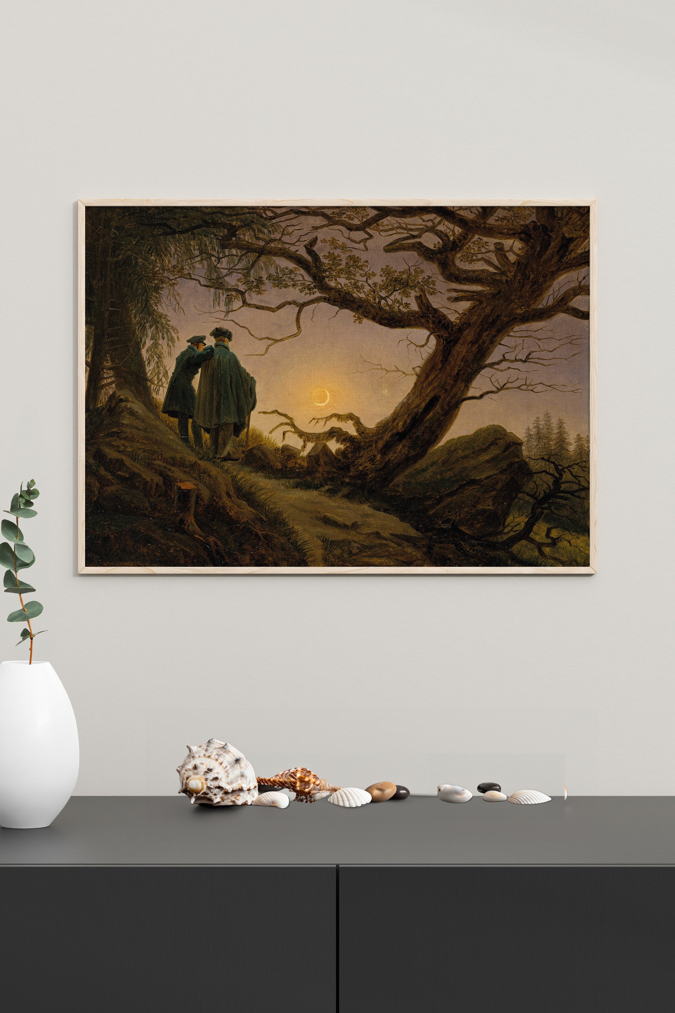Caspar David Friedrich - Ay'ı Düşünen İki Adam Poster