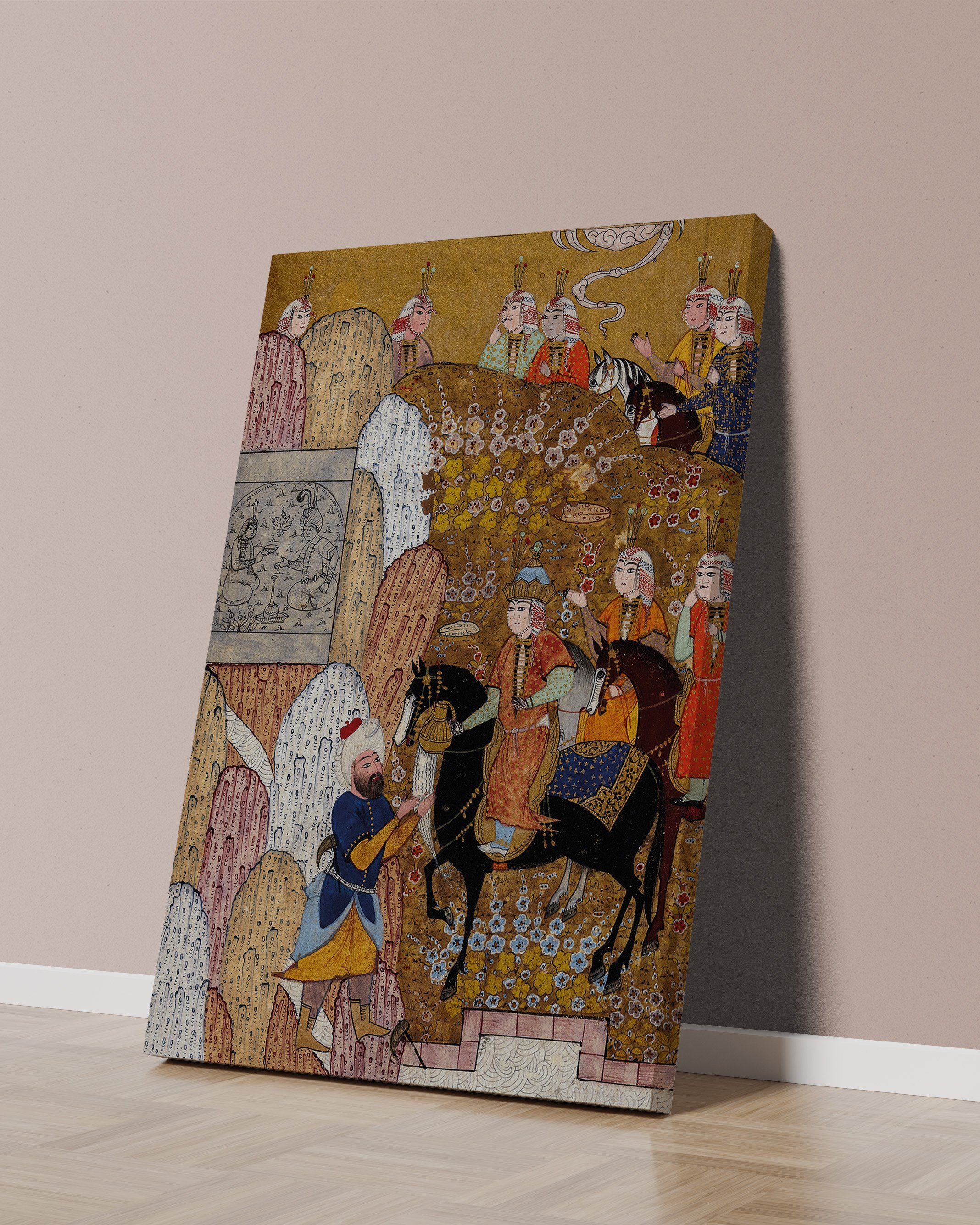Ferhat ile Şirin - Şirin'in Ferhat'ı Ziyareti Minyatürü Kanvas Tablo